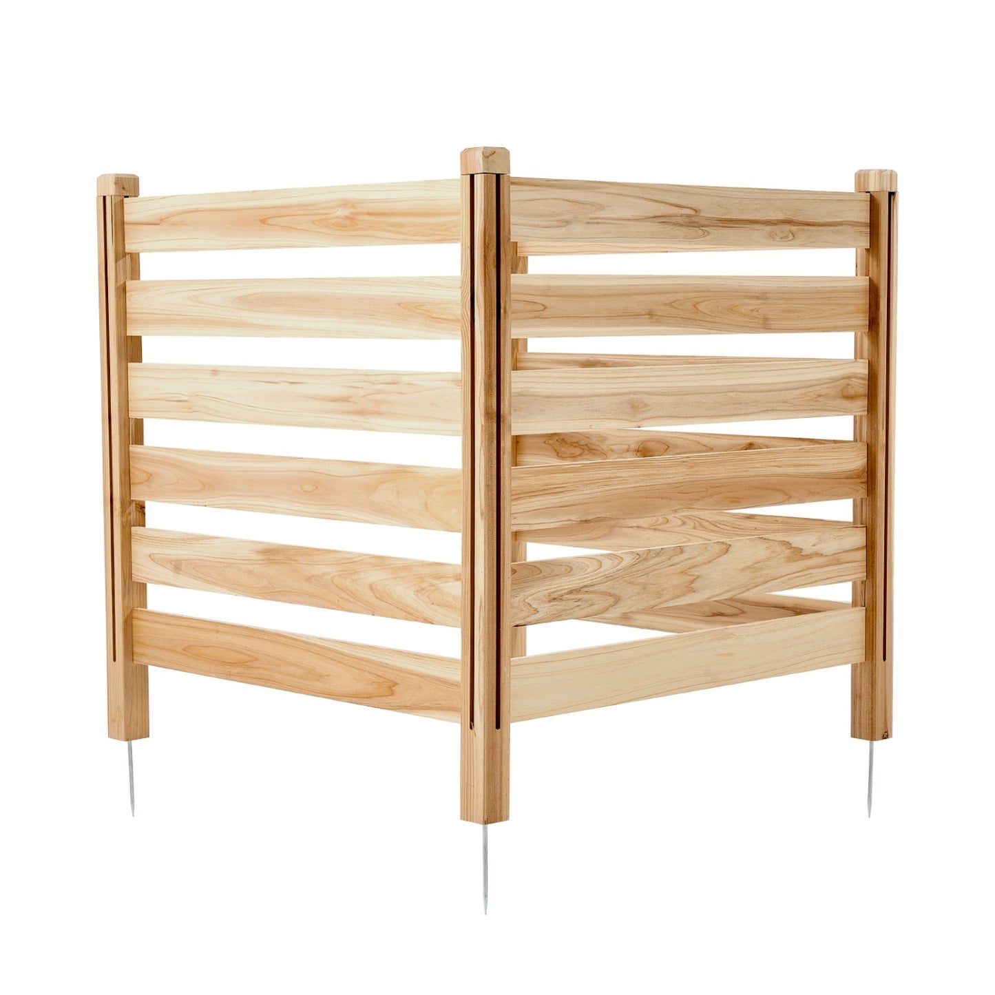 Sichtschutzzaun aus Holz, 91 cm B x 91 cm L, 3-teiliger Lamellenzaun für Klimaanlagen, Poolzubehör-Einhausung mit Metallpfählen, einfache Selbstmontage, Mülltonnenabdeckung für den Garten