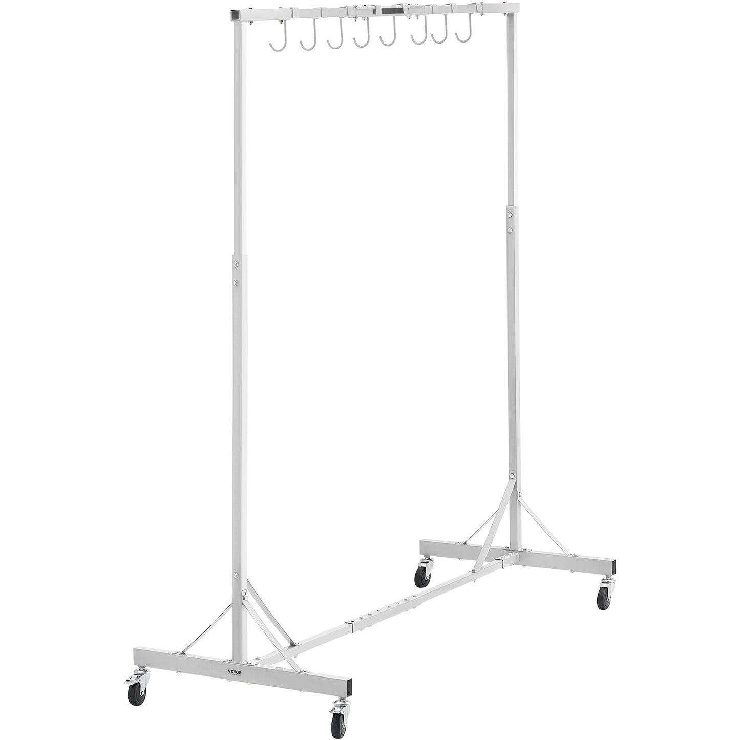 Painting Rack, 5 ft-7 ft Adjustable Height, 66 lbs Capacity Automotive Paint Rack Stand, 8 Hooks Painting Drying Rack with 4 Swiveling Wheels, Auto Body Stand for Auto Repair Shops & Garage