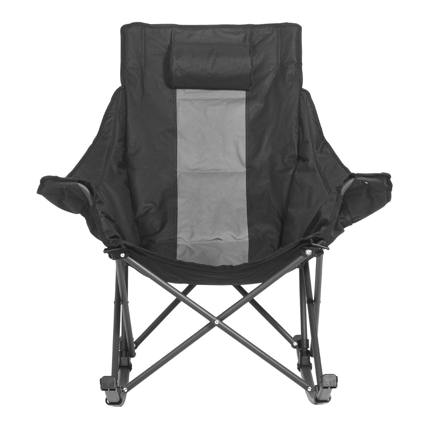 Rocking Camping Chair, Portable Folding Rocker, Heavy-Duty Lawn Chair Recliner with Cupholder & Pocket, Supports 225lbs, Fully Padded Camp Chairs for Outdoor Patio Backyard Porch Garden