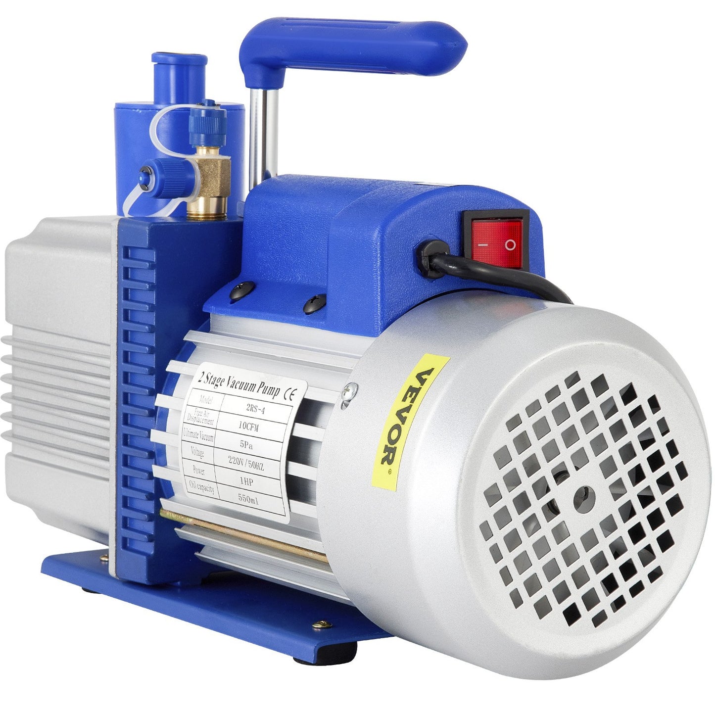 Vacuum Pump, 10CFM 1 HP, Two-Stage Rotary Vane Vacuum Pump, 220V 5 PA Facility HVAC Refrigerant Air Tool for HVAC, Auto AC Refrigerant Recharging, Wine Degassing and Food Processing, Blue