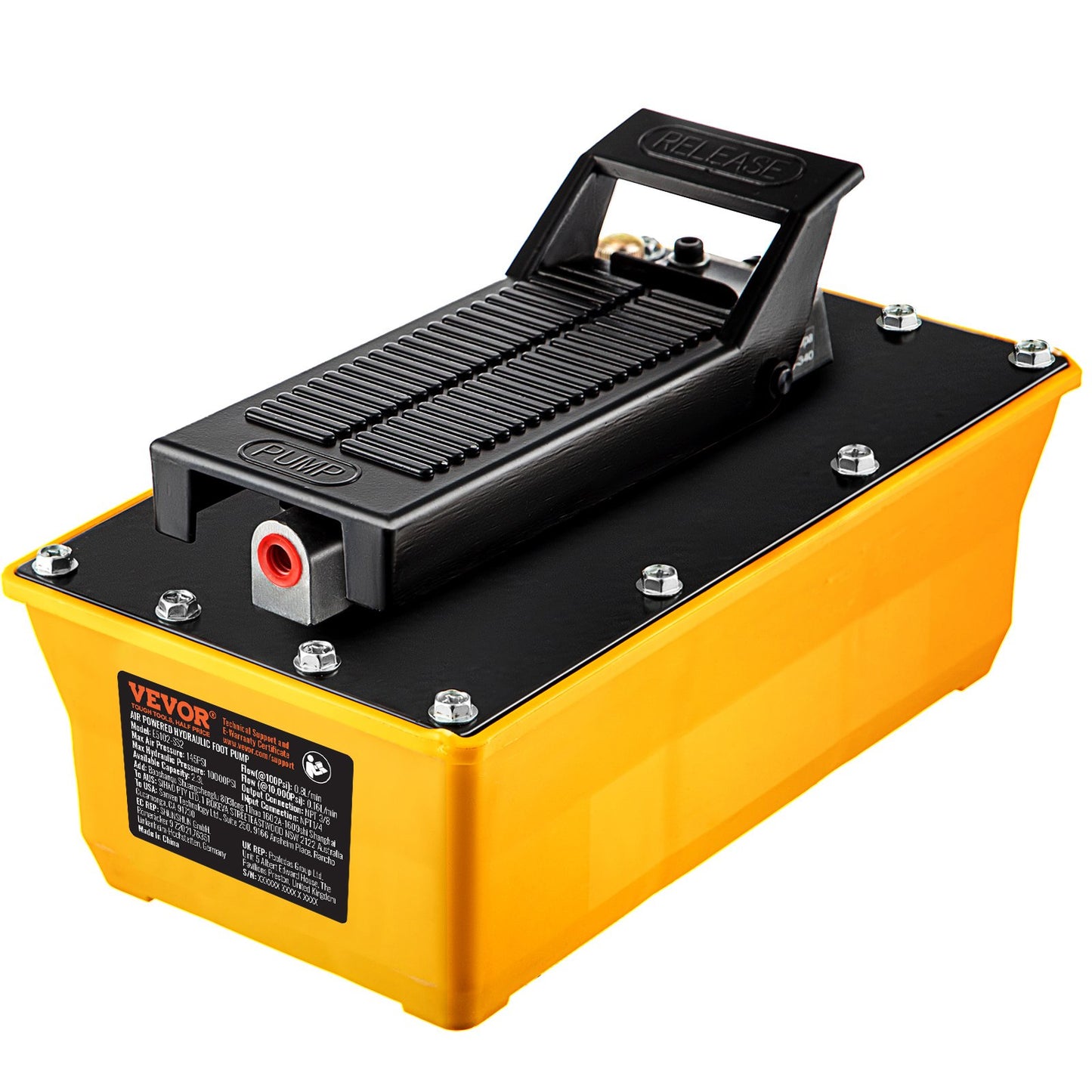 Air Hydraulic Pump, 10,000 PSI Hydraulic Foot Pump, 1.89 L Reservoir Foot Operated Air/Hydraulic Pump, with Hose and Spray Gun for Heavy Machinery Rigging, Auto Repair, Auto Body Frame Machines