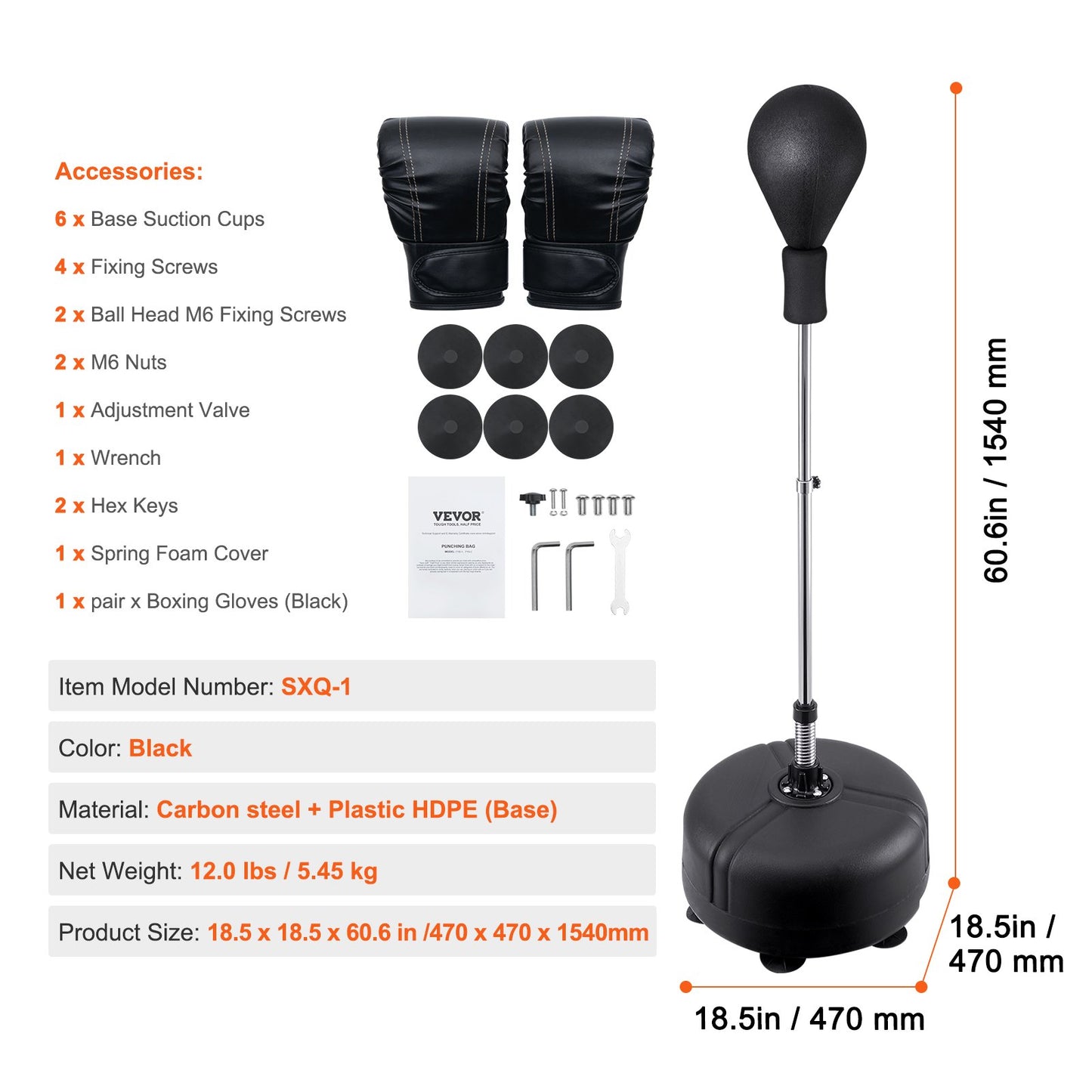 Punching Bag, Reflex Boxing Bag for Teens & Adults, Height Adjustable Free Standing Strike Bag Set with Boxing Gloves & Stand, Speed Bag for Training, Boxing Equipment, Stress Relief & Fitness