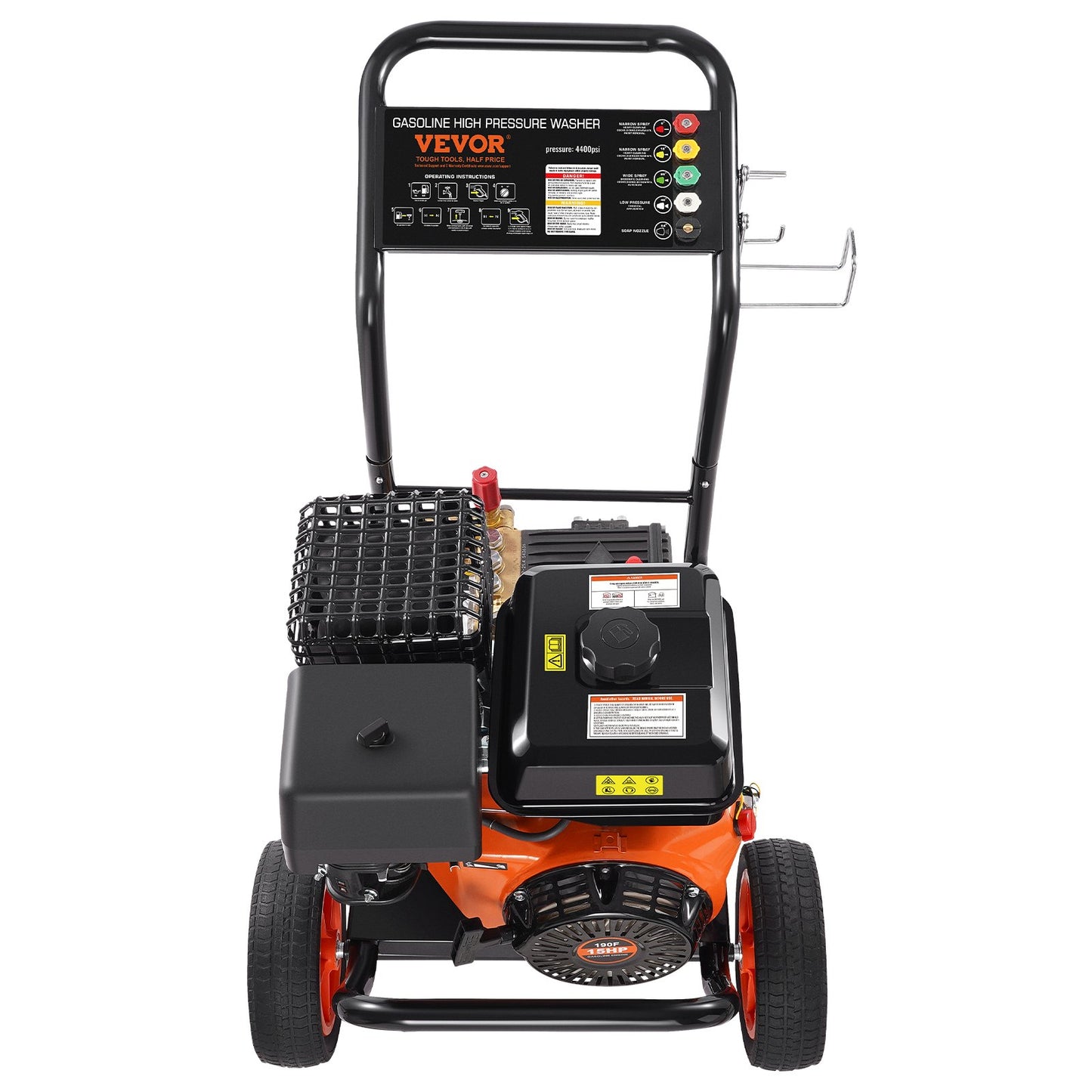 Gas Pressure Washer, 4400 PSI 15L/min, 4 GPM Gas Powered Pressure Washer with Copper Pump, Spray Gun and Extension Wand, 5 Nozzle Set, for Cars, Fences, Homes, Driveways, Patios, Furniture