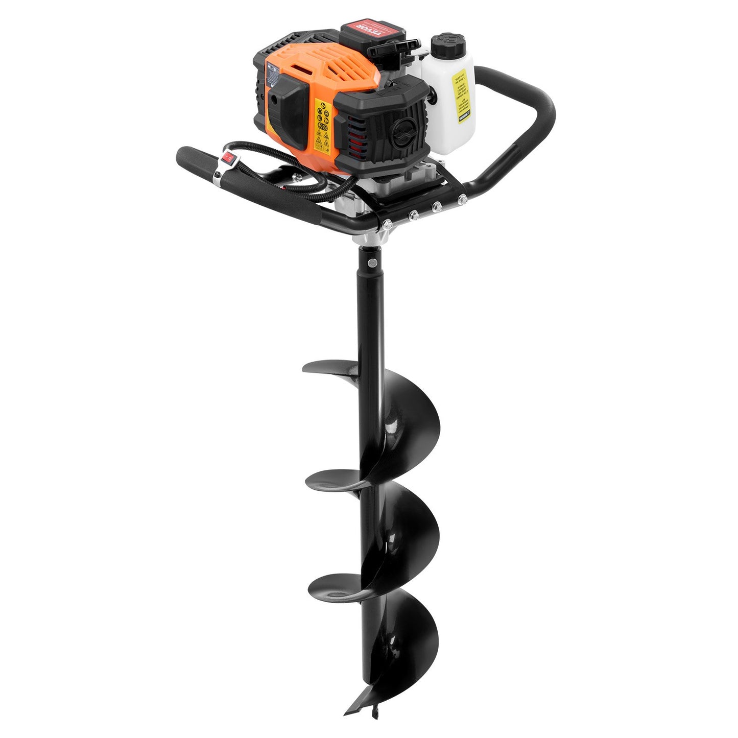 Gas Post Hole Digger 63CC 2400W with 20.3 cm Drill Bits & 1 Extension Rod