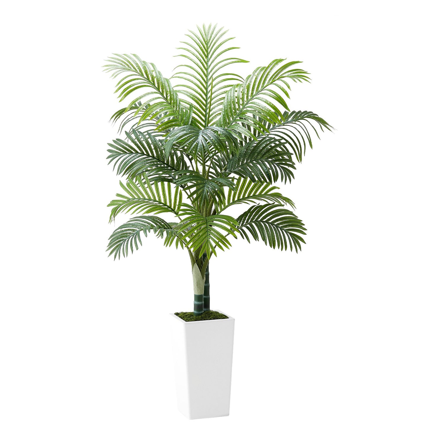 Künstliche Areca-Palme, 1524 mm, künstliche tropische Palme mit hohem, weißem Übertopf, künstliche Bodenpflanze aus Seide im Topf, große Bäume für die Dekoration von Zuhause, Büro, Wohnzimmer, Einweihungsparty, für drinnen und draußen
