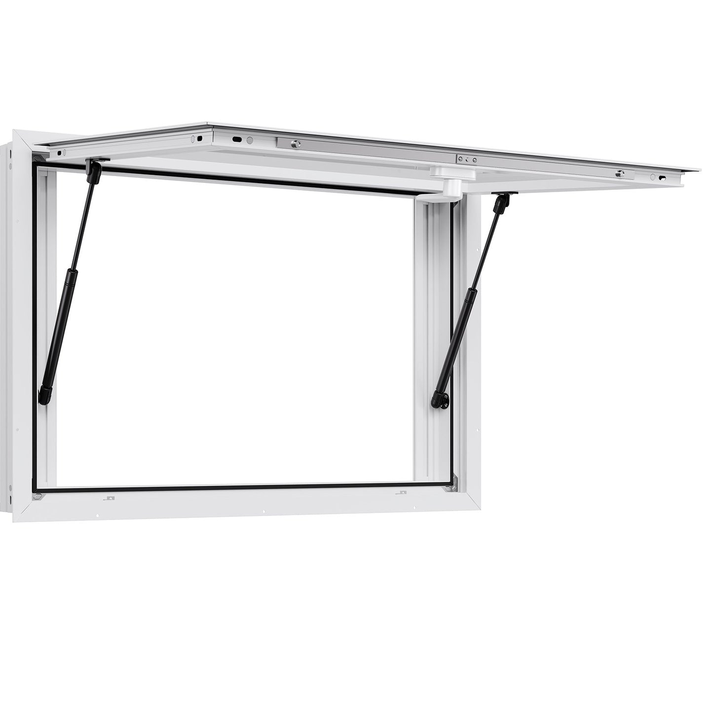 Concession Window 92x61 cm, Aluminum Alloy Service Window for Food Truck, Up to 85 Degrees Stand Serving Window with 2 Sliding Windows, Awning Door, and Drag Hook, for Concession Trailers