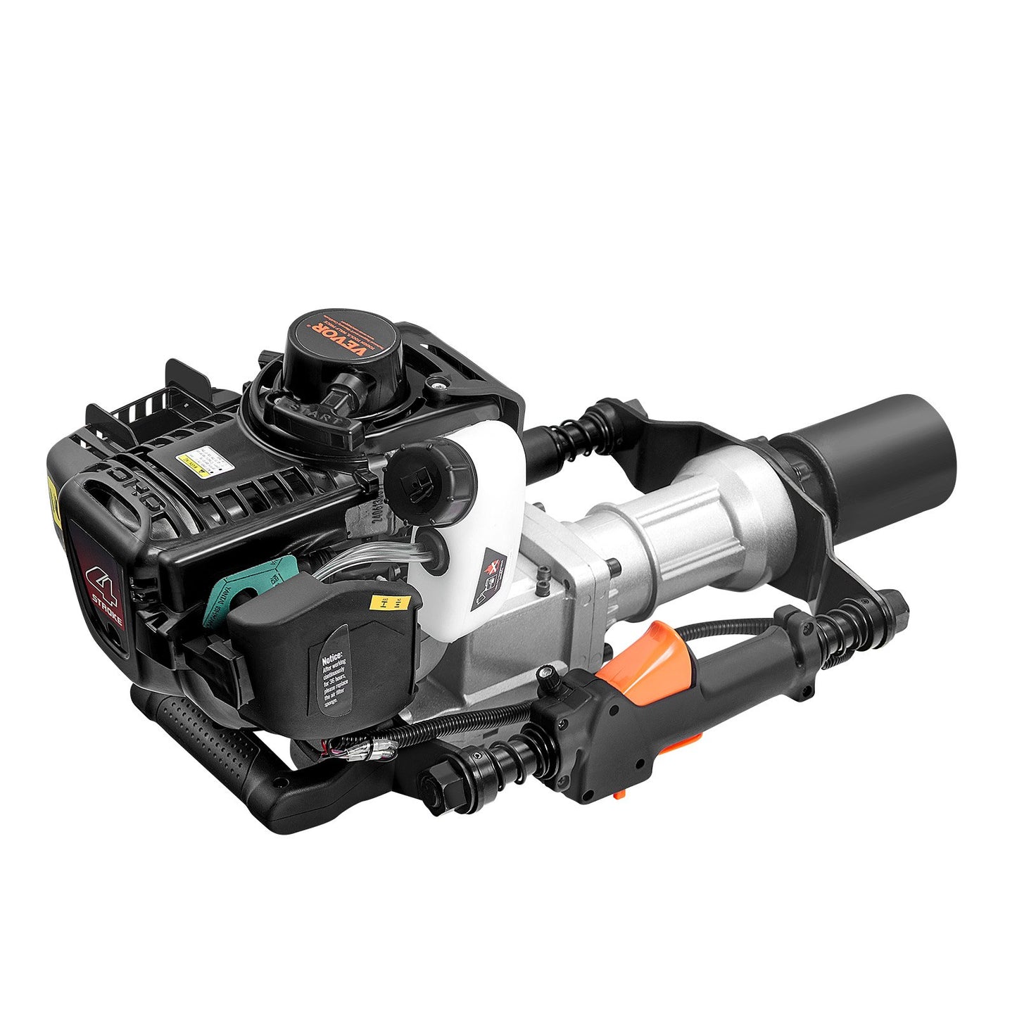 37.77cc Gas-Powered T Post Driver, 4-Stroke Engine Gasoline Fence Piling Pounder, with 2 Post Driving Head(55/70 mm) , 1000W Portable Piledriver For Farm, Ranch Fencing, Road Improvements