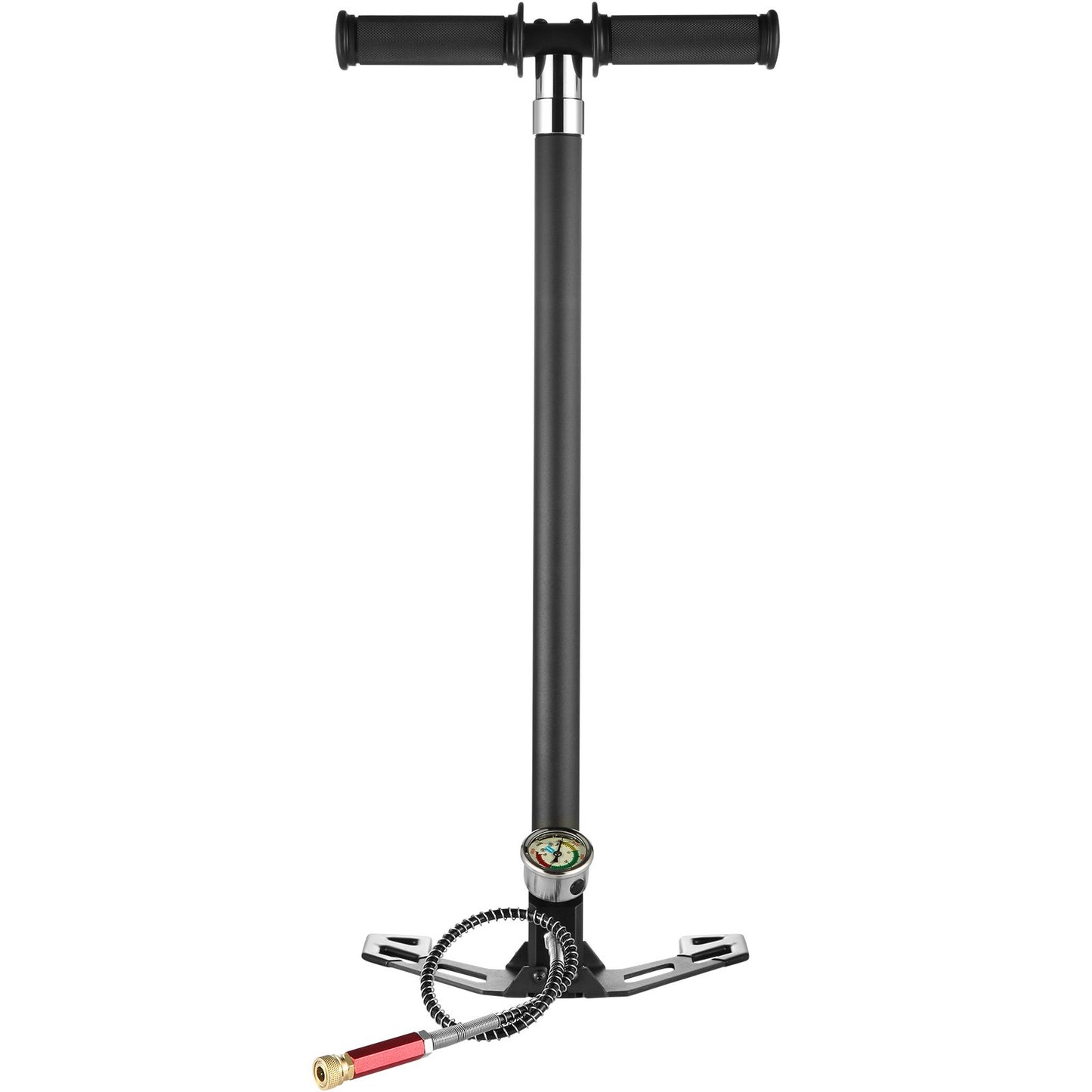 PCP Hand Pump, 4 Stage, 30Mpa 4500 PSI High Pressure PCP Air Rifile Filling Stirrup Pump with Oil-Moisture Filter Pressure Gauge, Stainless Steel for Airguns Scuba Tank Paintball Filling Tire