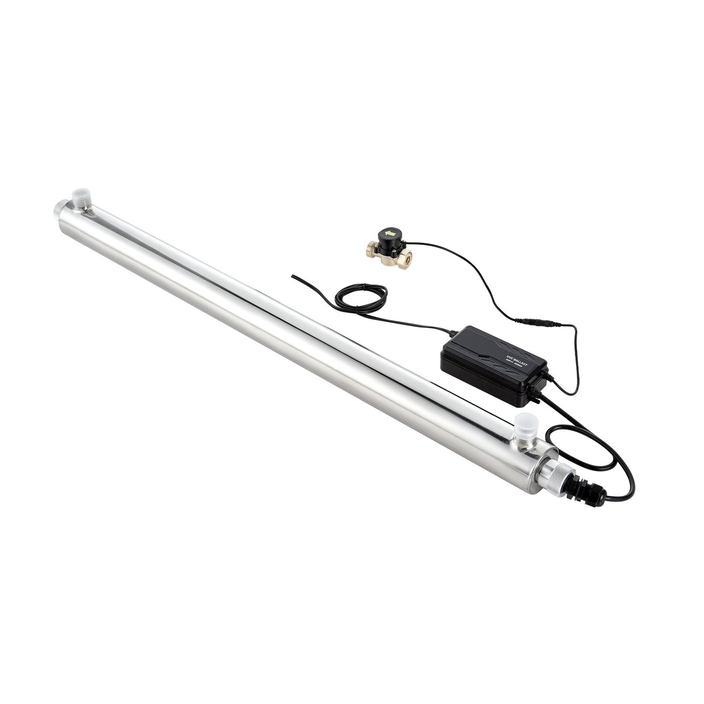 UV Water Purifier, 55W 12GPM, 220V Versatile Ultraviolet Water Purifier Filter with Stainless Steel Housing, Whole House UV Water Filter with Quartz Sleeve Fit for Shower/Drinking/Cleaning