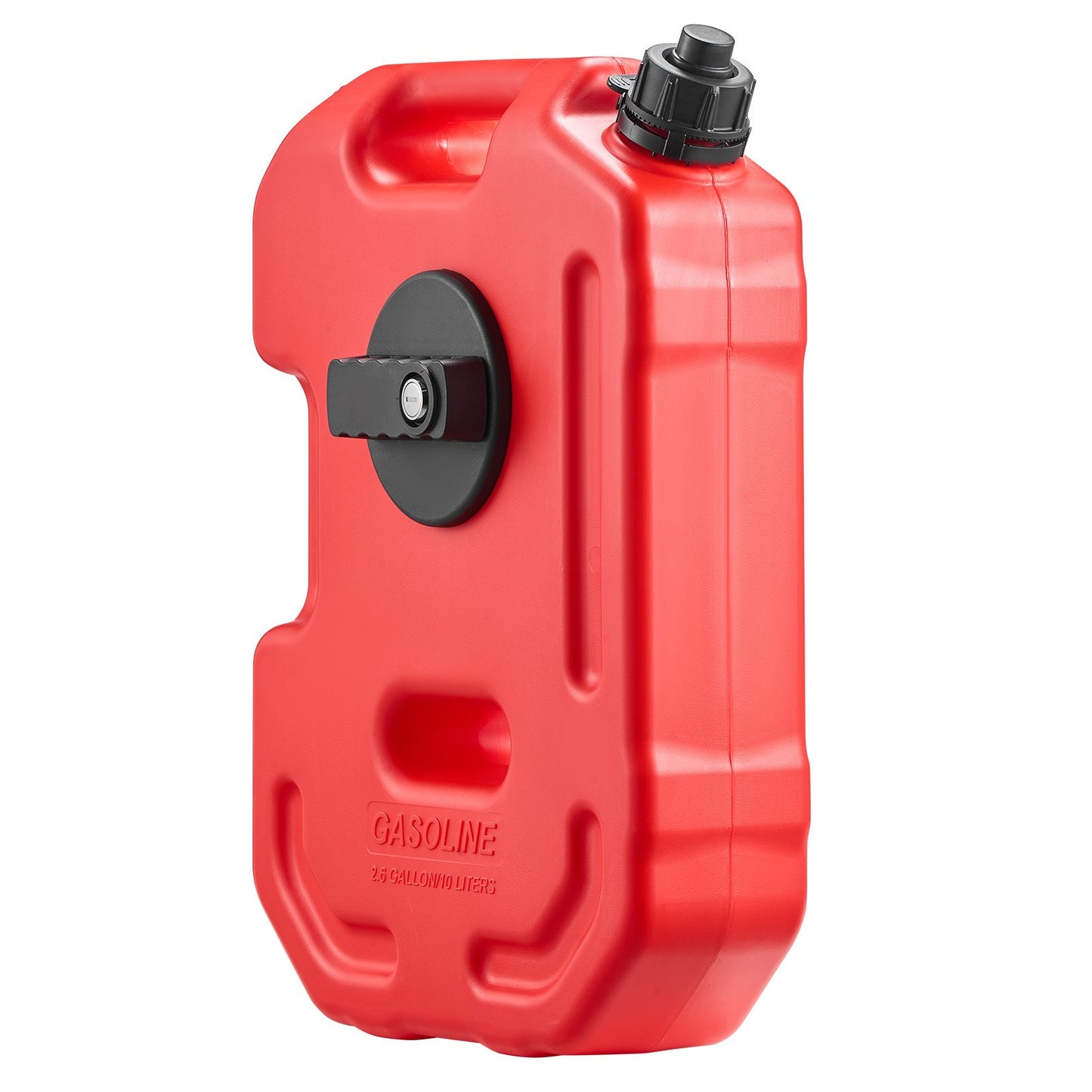 Fuel Container, 10 L, Gas Can with Spout and Lockable Bracket, 15 L/min Max Flow Rate, Secure & Leak-proof, Portable Flat Fluid Container for Most Cars Motorcycle ATV UTV, Red