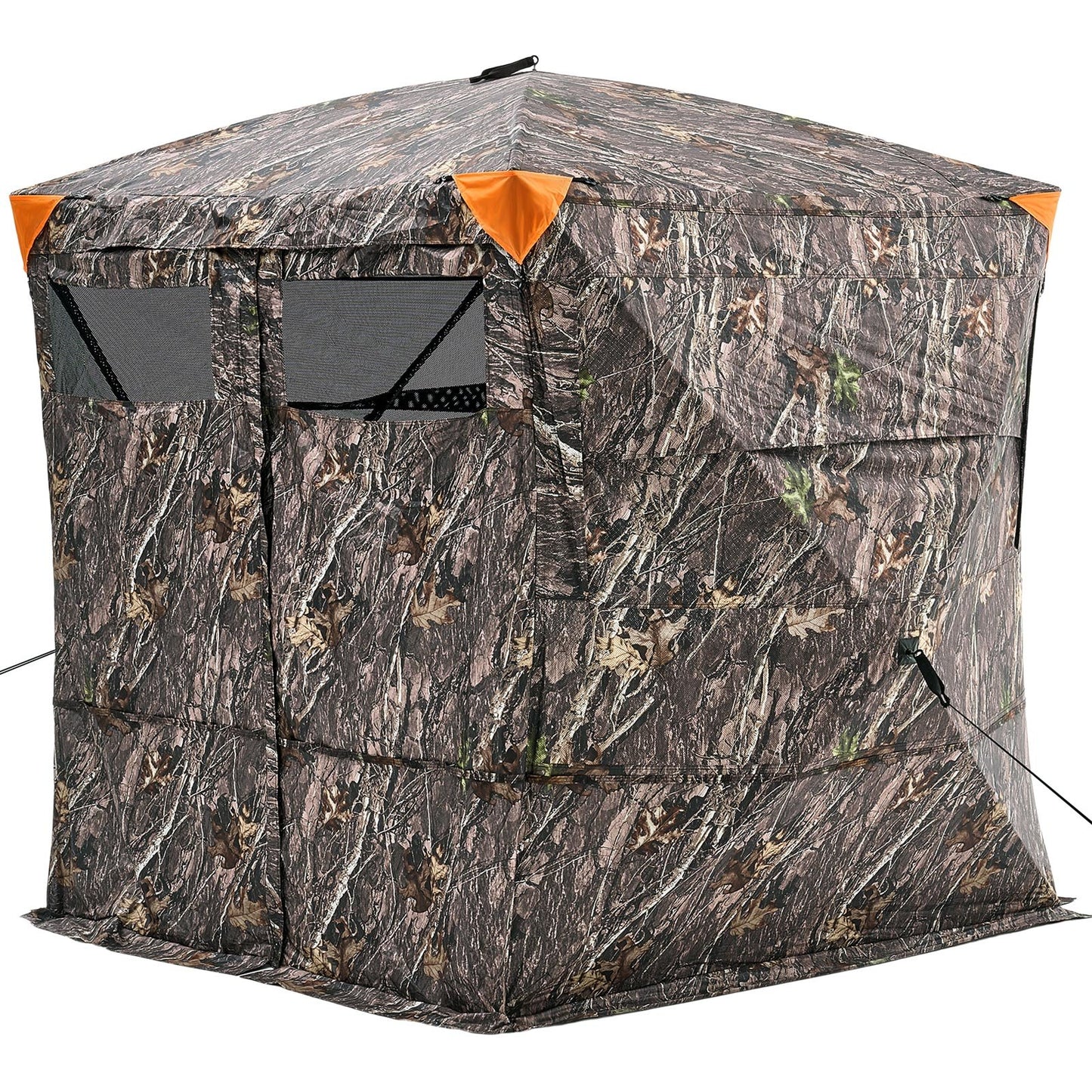 Hunting Blind, 4-5 Person See Through Ground Blinds with Carrying Bag, 270 Degree Portable Camouflage Tent, Durable Concealed Shelter with Silent Magnetic Door and Window, for Turkey and Deer