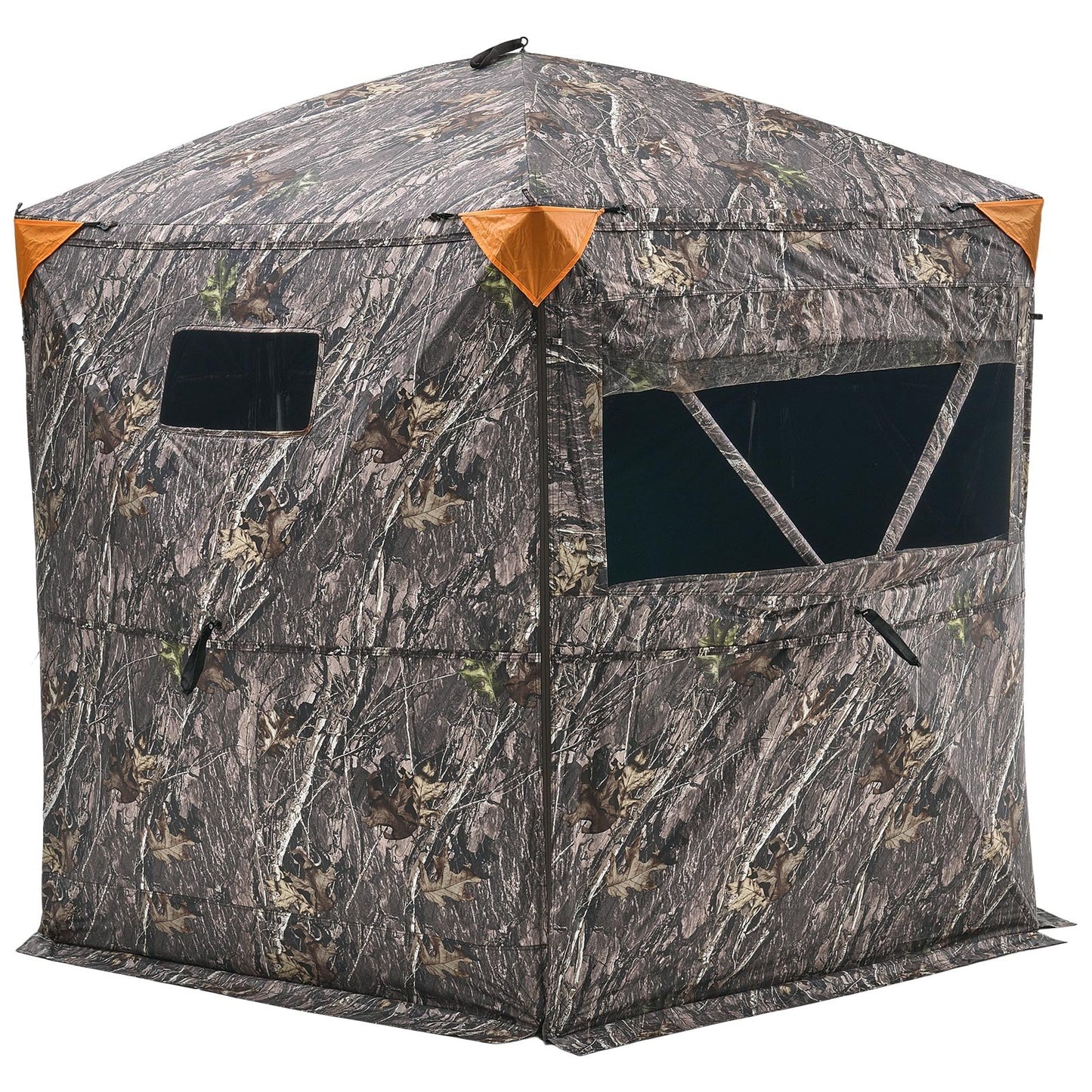 Hunting Blind, 6-7 Person Ground Blinds with Carrying Bag, Portable Camouflage Tent, Reinforced Durable Concealed Shelter with Silent Zipper Door and Window, for Turkey and Deer