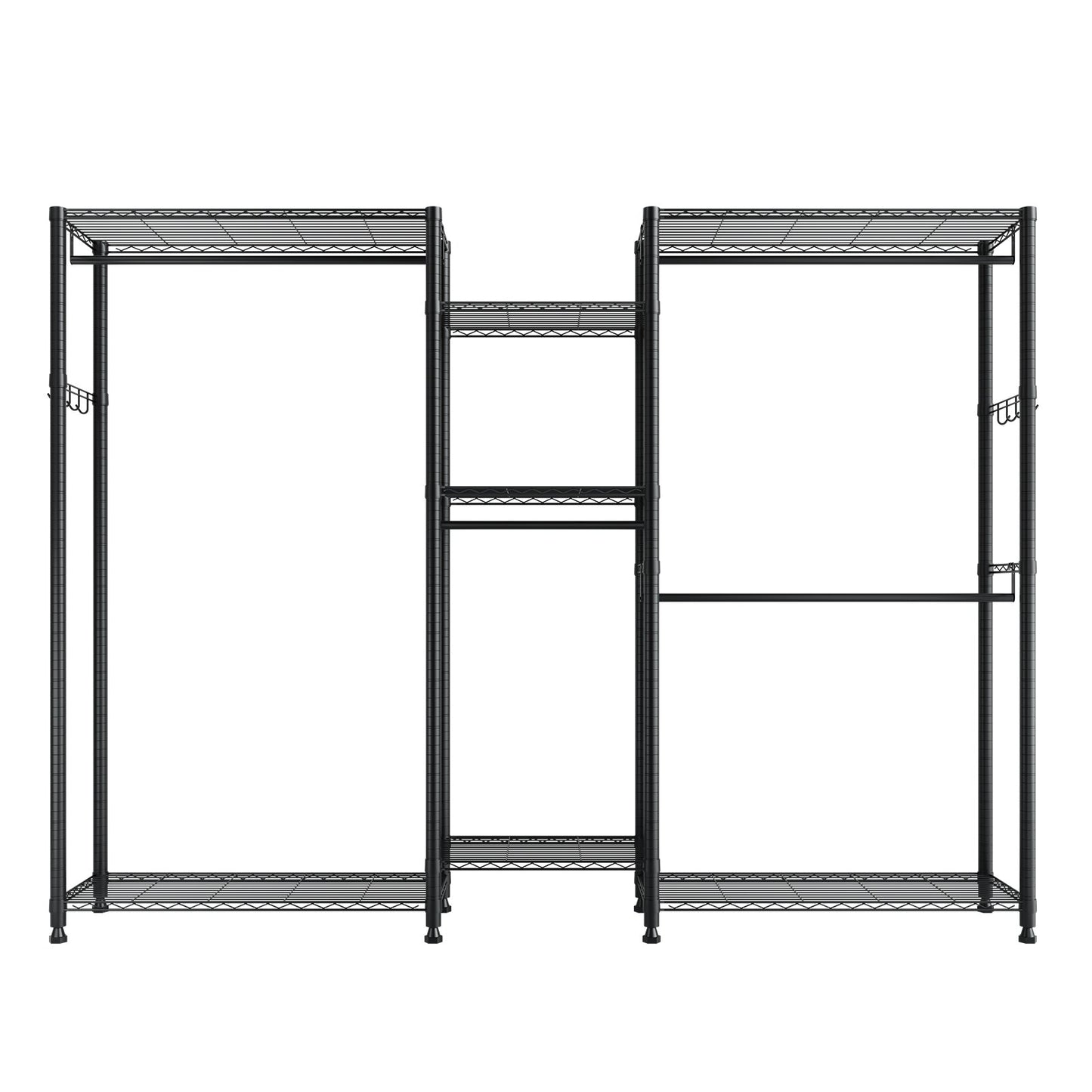 Clothing Garment Rack, Heavy Duty Closet Wardrobe, 7 Adjustable Tiers Clothes Racks with Steel Frame, 385.5 kg Load Capacity Clothes Rack with 4 Hanging Rods for Bedroom, Clothing Store, Hallway