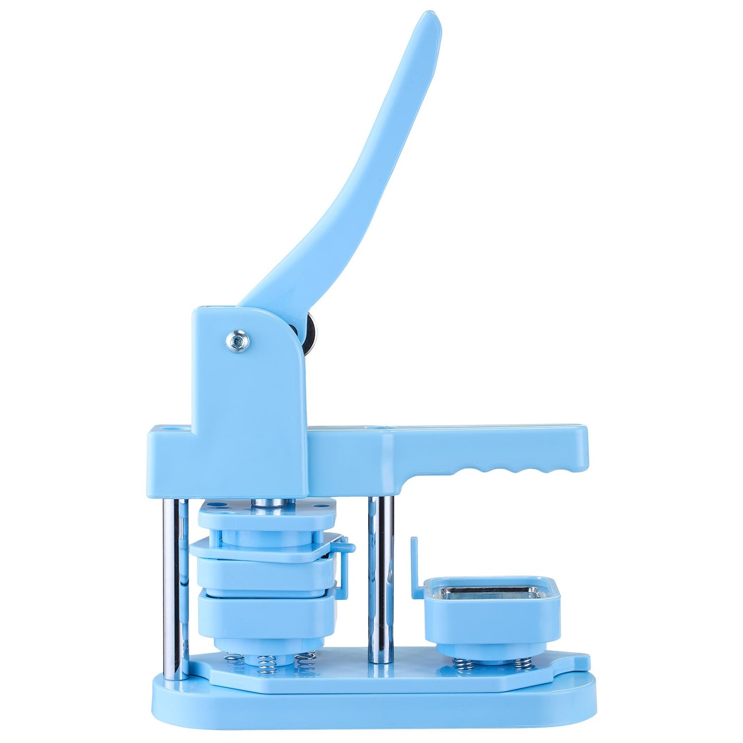 Button Maker Machine, 50 x 50 mm Square, Plastic Pin Maker with Tinplate Front Shells, Plastic Back Covers, Magnetic Backings and Transparent Films, Ergonomic Handle, for DIY Badges, Blue