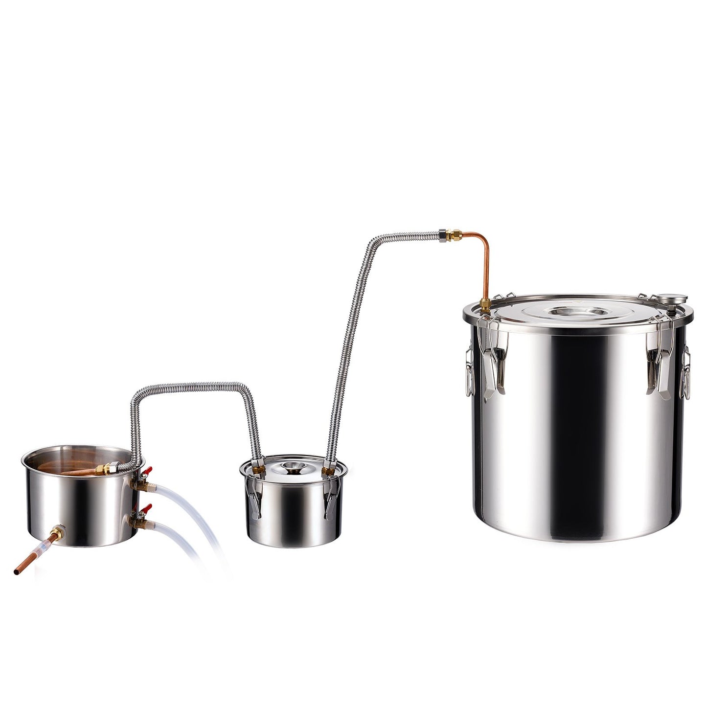 Alcohol Still, 13.2 Gal / 50 L Stainless Steel Water Alcohol Distiller with Copper Coil for Fast Cooling, Dual Condenser Distiller Kit with Secondary Distillation, for Wine Whisky Brandy, Silver