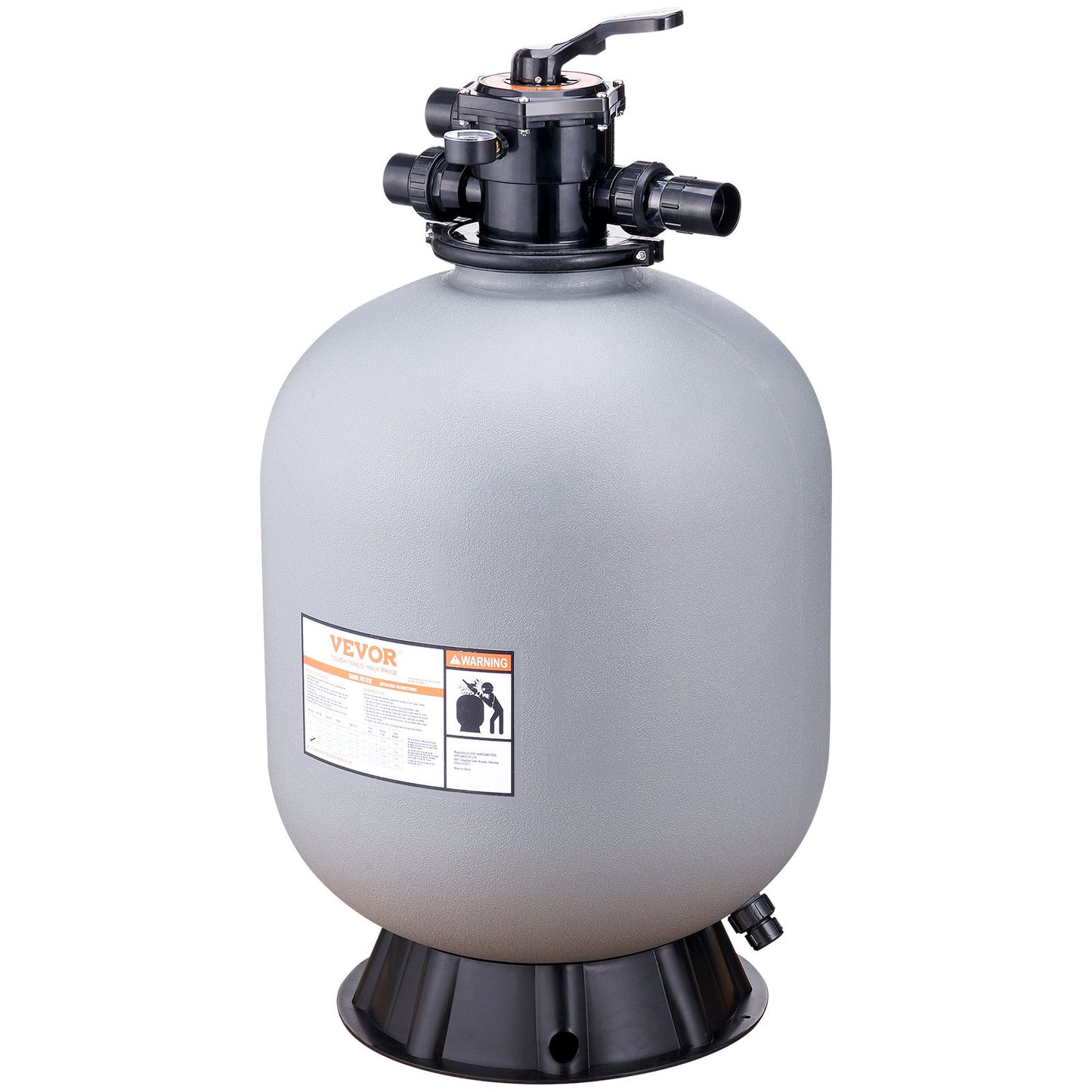 Sand Filter, 24-inch, Up to 65 GPM Flow Rate, Above Inground Swimming Pool Sand Filter System with 7-Way Multi-Port Valve, Filter, Backwash, Rinse, Recirculate, Waste, Winter, Closed Functions
