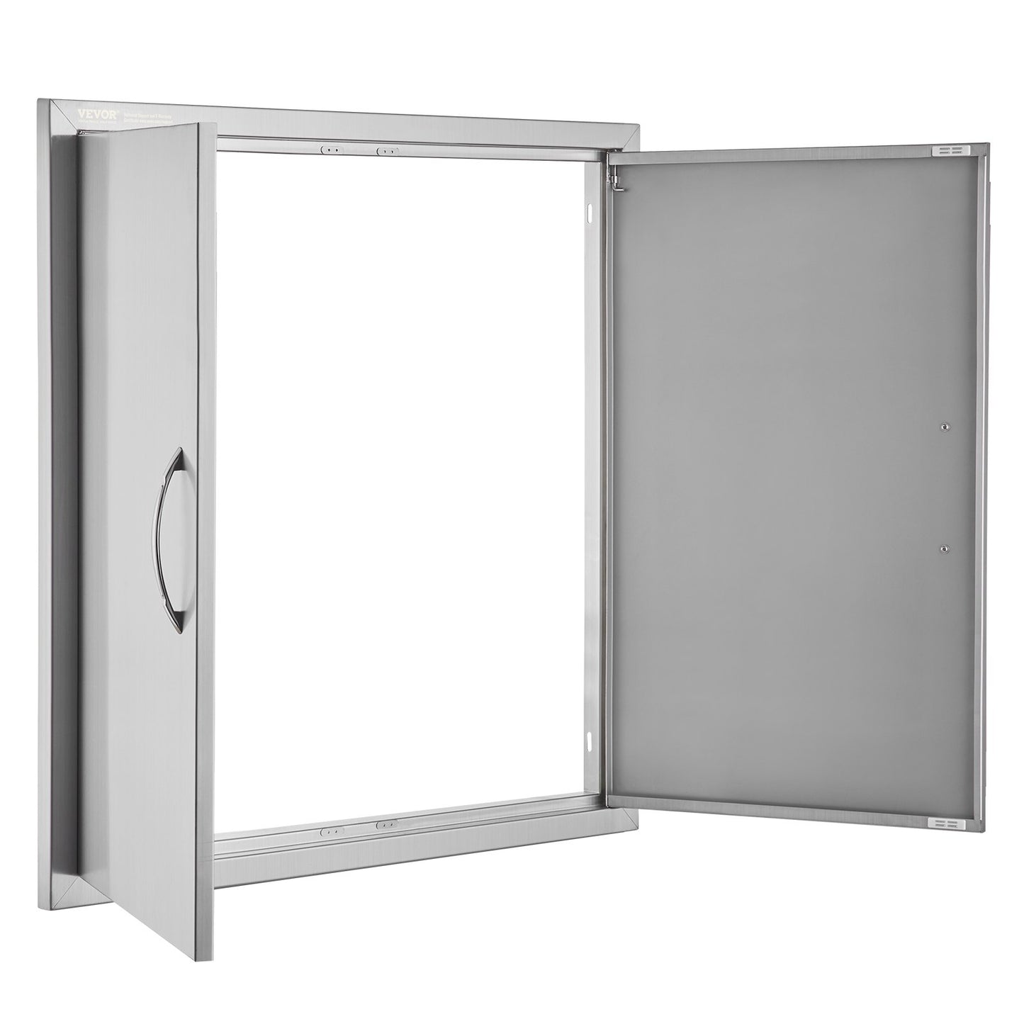 BBQ Access Door, 790x790 mm Double Outdoor Kitchen Door, Stainless Steel Flush Mount Door, Wall Vertical Door with Handles, for BBQ Island, Grilling Station, Outside Cabinet