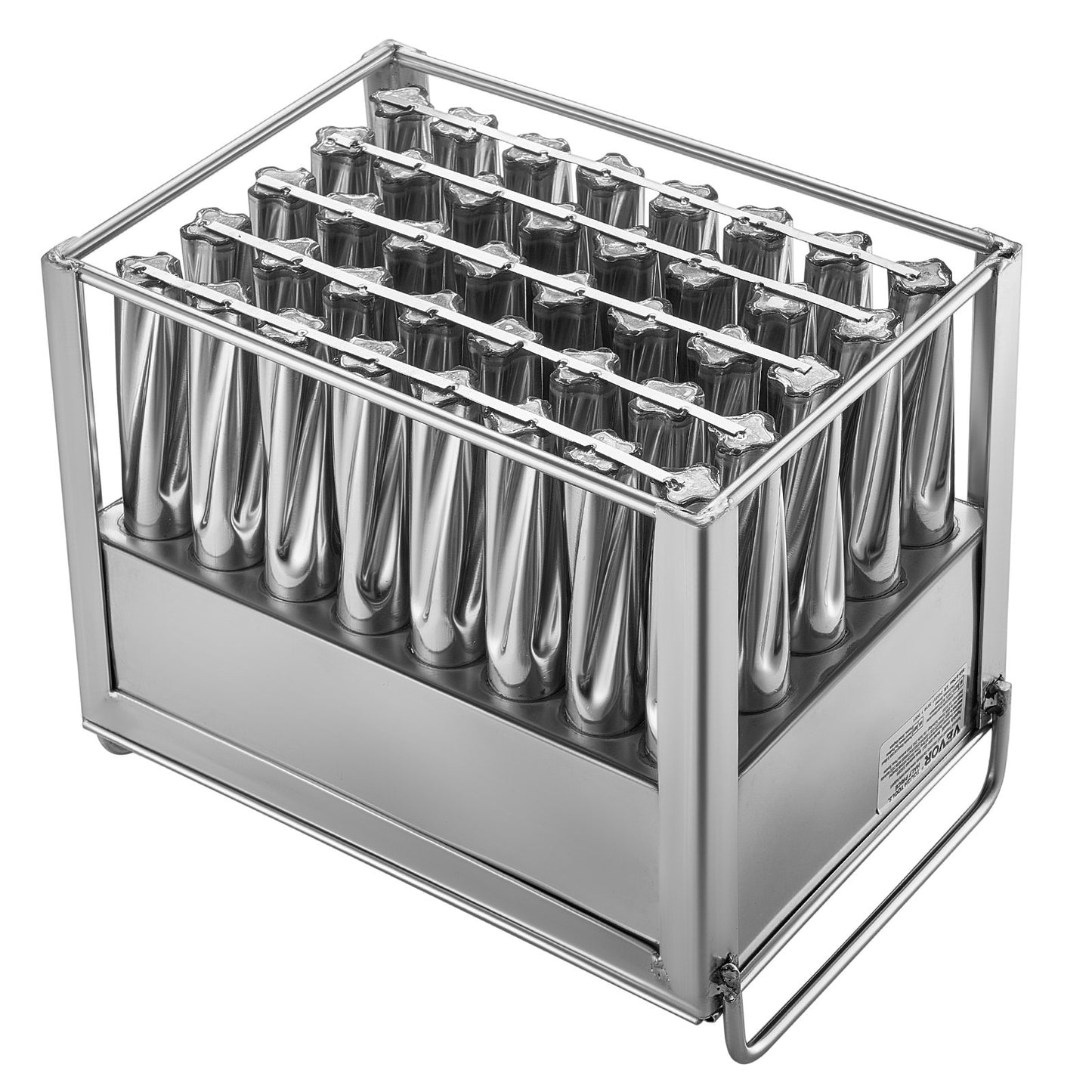 Commercial Popsicle Moulds, 40PCS Cylindrical Ice Pop Moulds, Stainless Steel Ice Lolly Popsicle Moulds, Ice Cream Maker Mould Holder with 50PCS Popsicle Sticks & Bags (Single Mould Set - 40PCS)