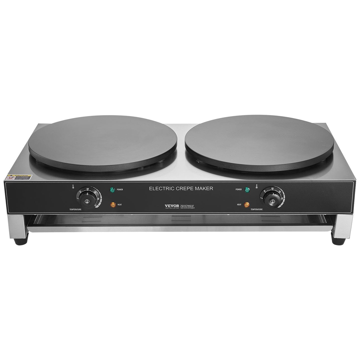 Electric Crepe Maker, 16-Inch Double Head Commercial Crepe Machine, 3400W Flat Plate Crepe Griddle, Nonstick Stainless Steel Pancake Making, Desktop Circular Cereals Pancake Stove, Temp Control