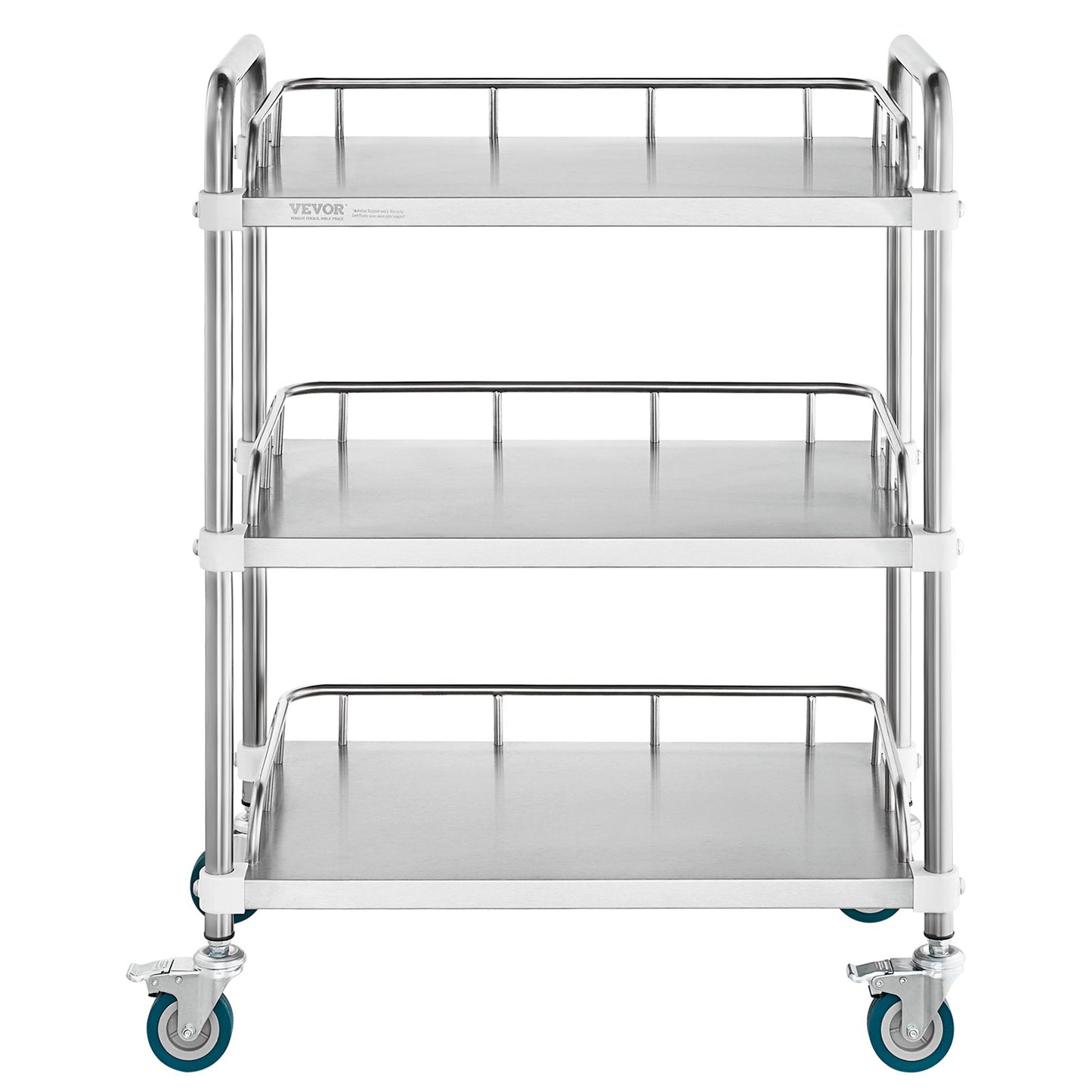 Lab Rolling Cart, 3-Shelf Stainless Steel Rolling Cart, Lab Serving Cart with Swivel Casters, Dental Utility Cart for Clinic, Lab, Hospital, Salon, 70 x 395 x 867 mm