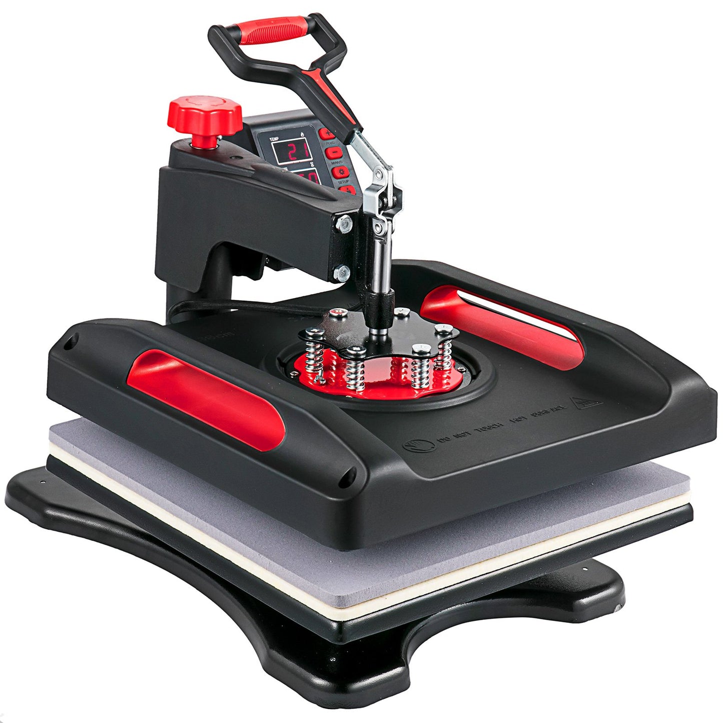 Heat Press Machine 38.1x38.1 cm 360° Rotation Swing Away Red Heat Press 5 In 1 Shirt Printing Machine 5 In 1 Heat Press 1000W Sublimation Machine Dual-Tube Heating for DIY Plates Cap Mugs