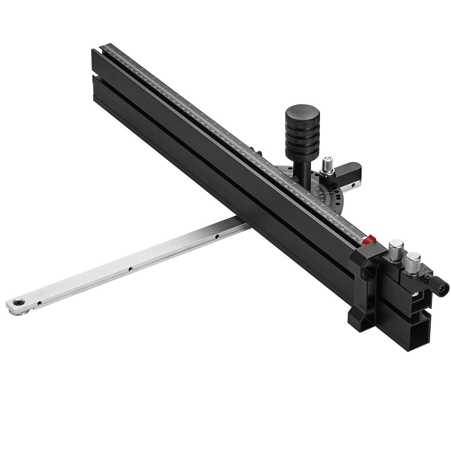 Precision Miter Gauge, Standard Slot 19 x 9.5 mm, Aluminum Alloy Table Saw Miter Gauge with 61 cm Grating 15 Angle Stops Adjustable Spring Loaded Plunger and Removable Disc, for Woodworking