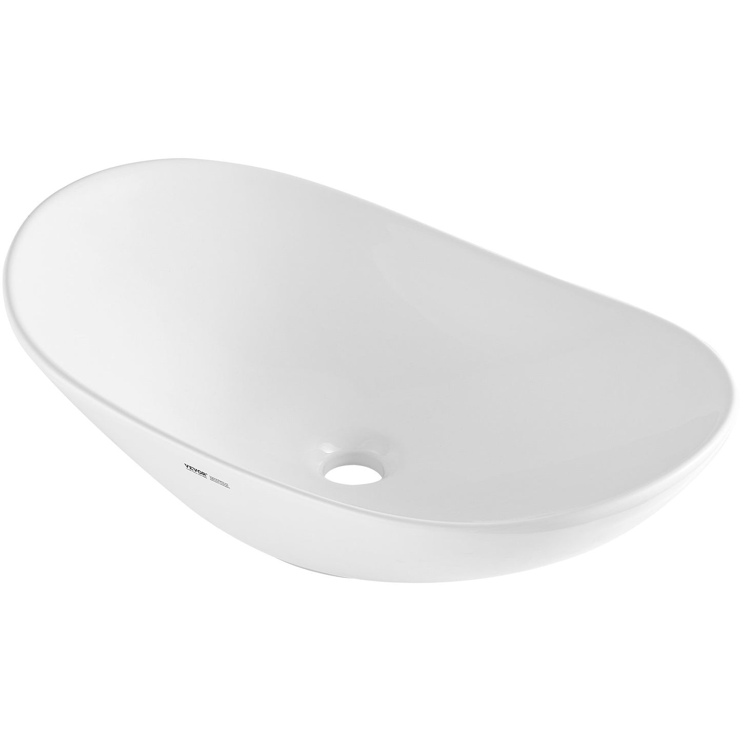 Oval Vessel Sink, 23.3" x 14.2" Bathroom Vessel Sink Bowl Countertop, White Ceramic Bathroom Sinks Above Counter, Bowl Sink with Modern Style, Well-Packaged for Bathroom, Hotel, Toilet, RV