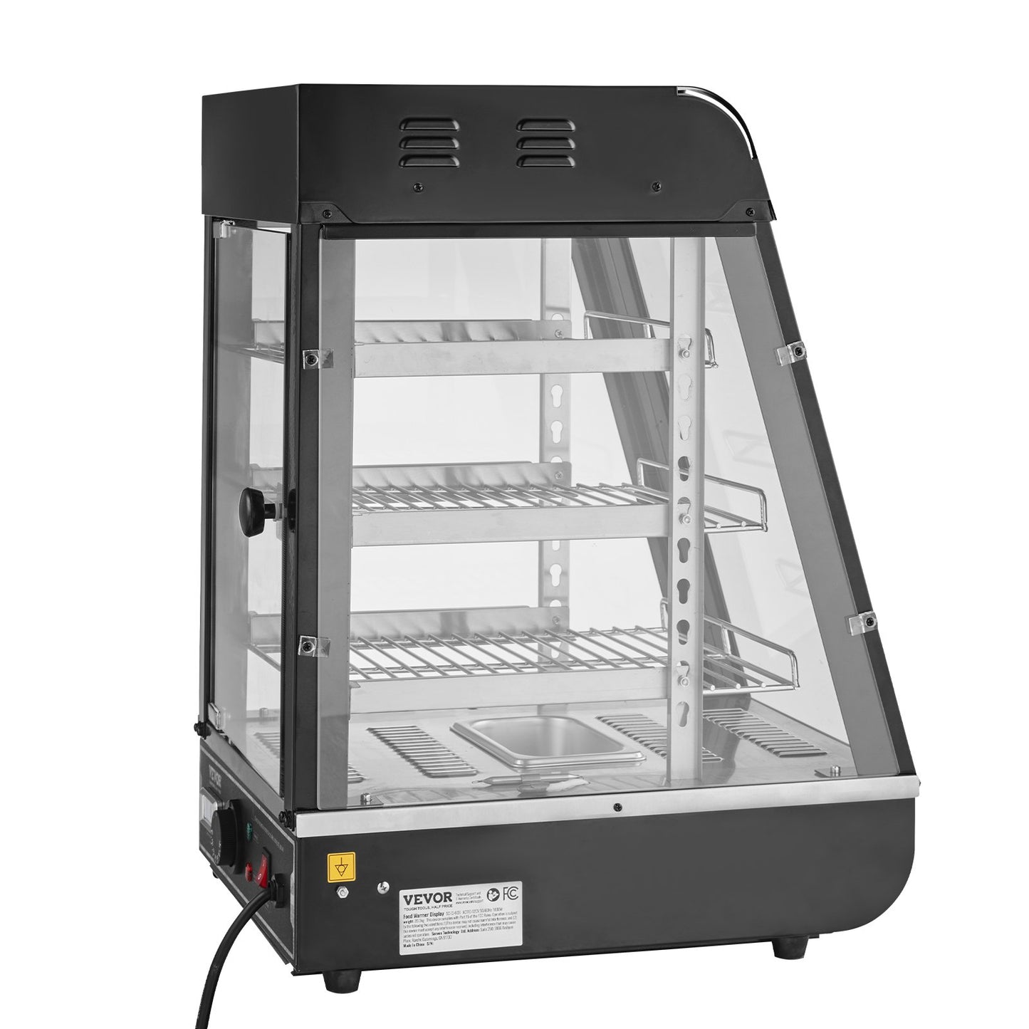 Dreistufiger gewerblicher Speisenwärmer, 1000 W, mit Beleuchtung, verstellbaren Ablagen und Temperaturanzeige, Dampfheizung (30 °C bis 85 °C), 57 l Fassungsvermögen für Hamburger, Pizza, Brot und Brathähnchen