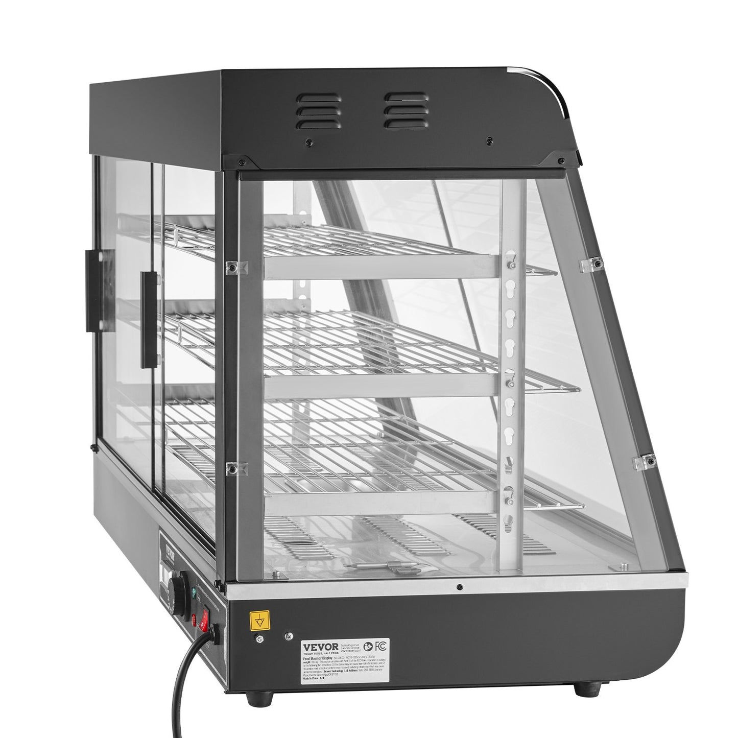 3-Tier Commercial Food Warmer Display, 1500W Food Display Warmer with Light, Adjustable Shelf and Temperature Display, 30℃~85℃ Steam Heating, 130L for Hamburger, Pizza, Bread, Fried Chicken