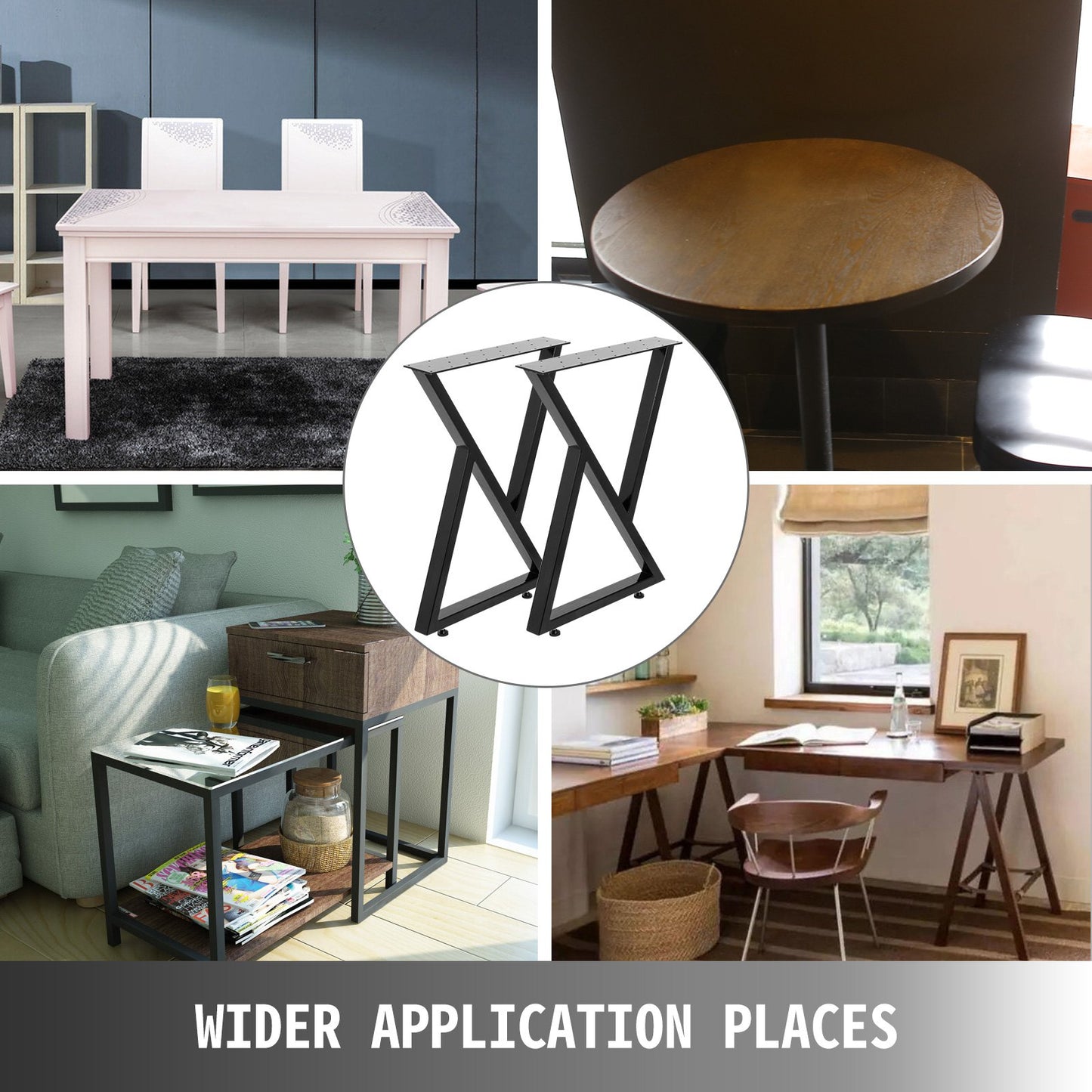 Metal Table Legs Set of 2 Dining Table Legs Black Desk Legs 28”, Height 20” Width Bench Legs Coffee Table Legs 1763lbs Load Capacity Steel Table Legs Heavy Duty Base Modern DIY(Zig Zag Style)