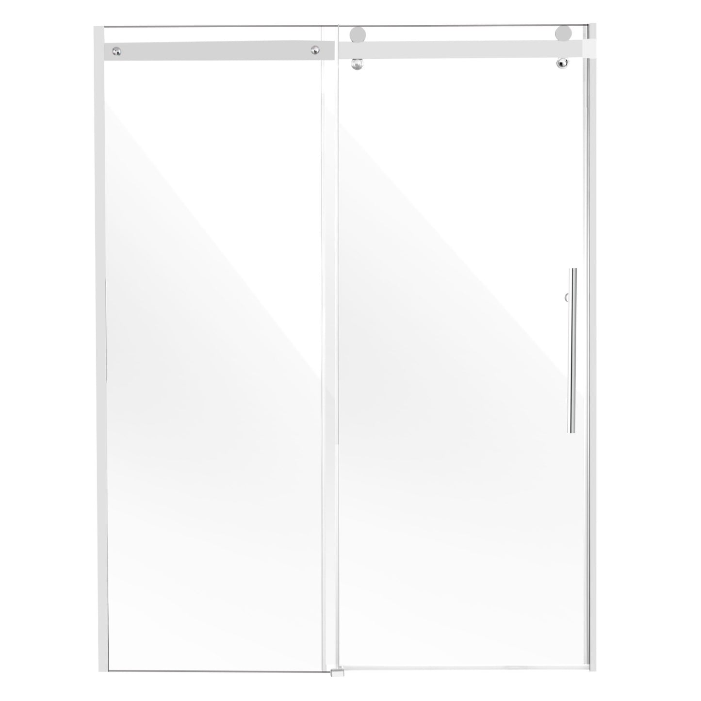 Frameless Shower Door, 58-59" W x 75" H, Shower Sliding Glass Door with 5/16"(8mm) Clear SGCC Tempered Glass, Waterproof Shatterproof NANO Stain-Resistant with Stainless Steel Hardware, Chrome