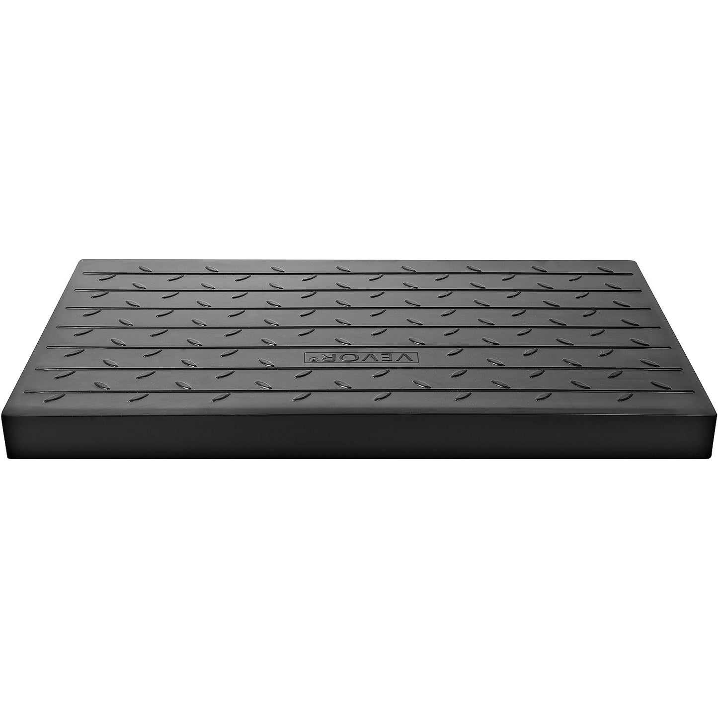 Rubber Threshold Ramp, 4\" Rise Threshold Ramp Doorway, 3 Channels Cord Cover Rubber Solid Threshold Ramp, Rubber Angled Entry Rated 2200 Lbs Load Capacity for Wheelchair and Scooter
