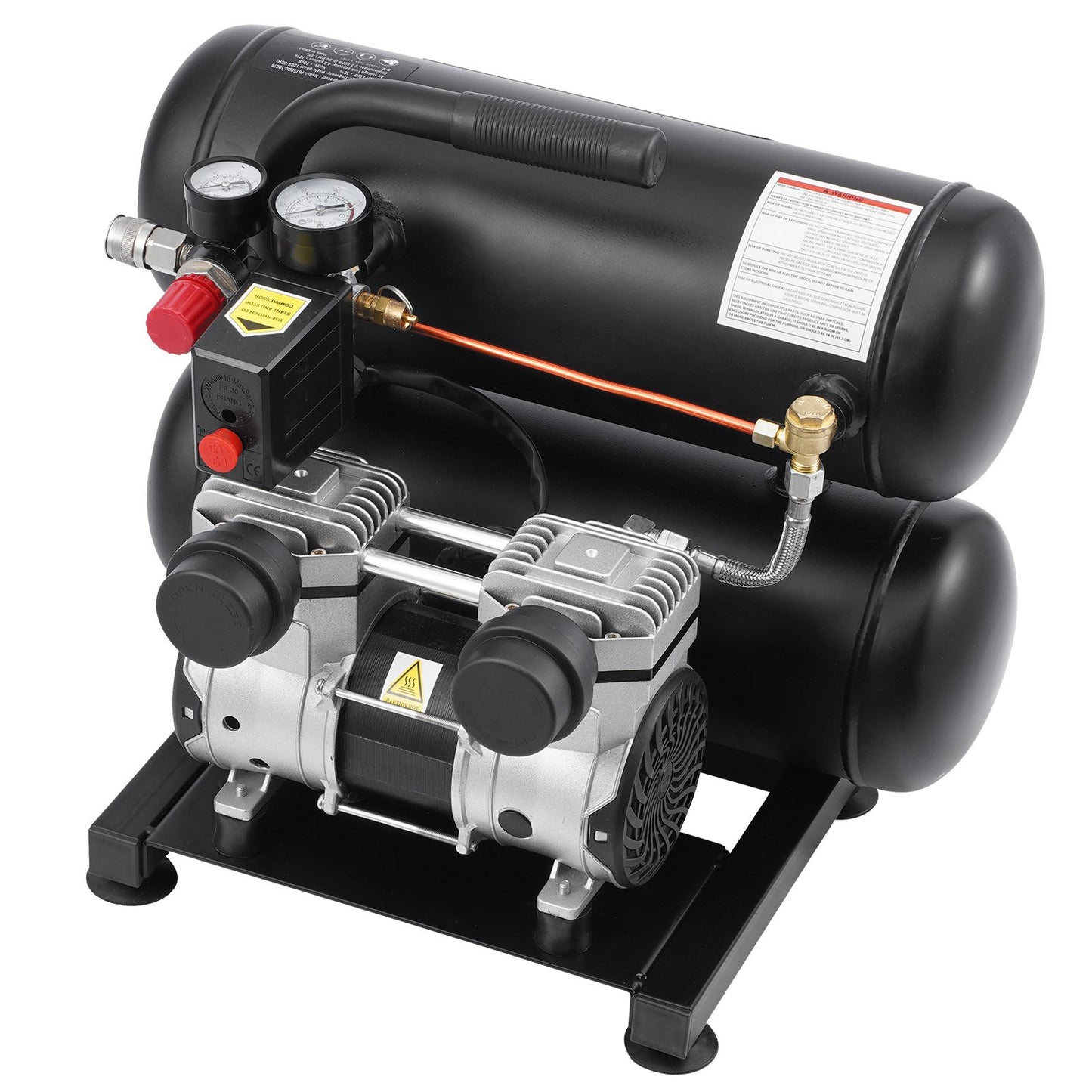 Air Compressor, 4.6 Gallon Steel Tank, 1HP 2.0 CFM@90 PSI Oil Free Air Compressor & Max. 120PSI Pressure, 80dB Ultra Quiet Portable Compressor, for Auto Repair, Tire Inflation, Spray Painting