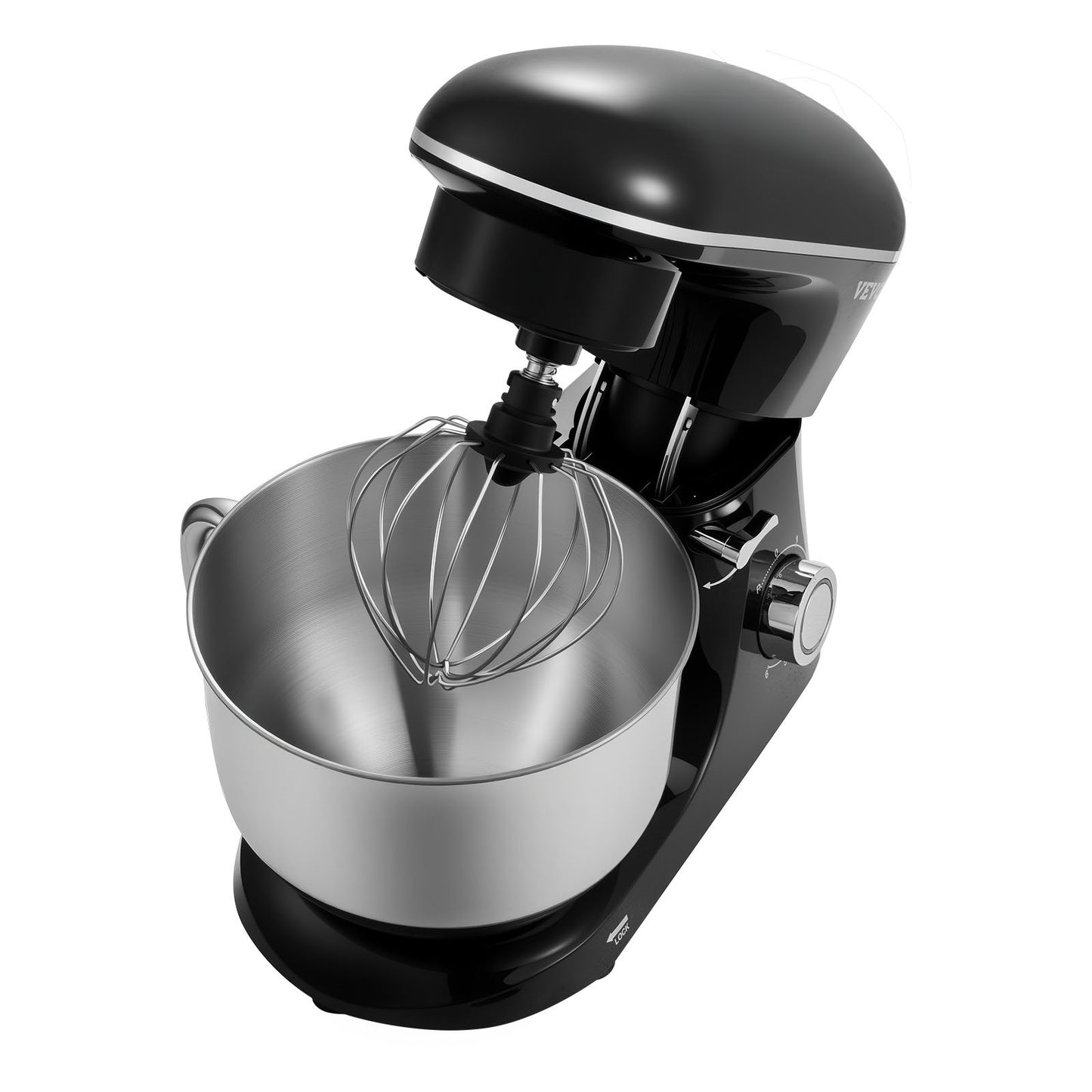 Stand Mixer, 6 QT Dough Mixer, 1400W 6 + P Speeds Tilt-head Food Mixer with Stainless Steel Bowl, Dough Hook, Wire Whip, Flat Beater, Scraper,Household Stand Mixer for Baking, Mixing, Black