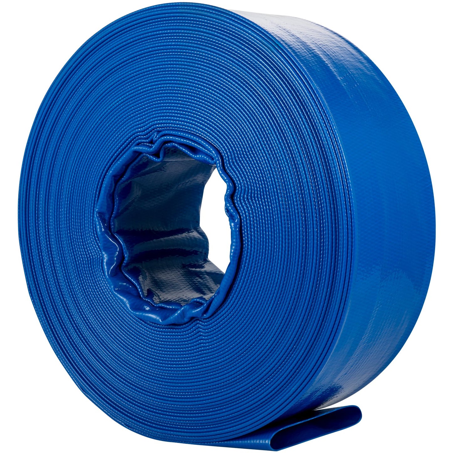 Ablaufschlauch, 3" x 105', PVC-Flachschlauch, Hochleistungs-Rückspülschlauch mit Klemmen, wetterfest und platzsicher, ideal für Schwimmbäder und Wasserumwälzung, blau