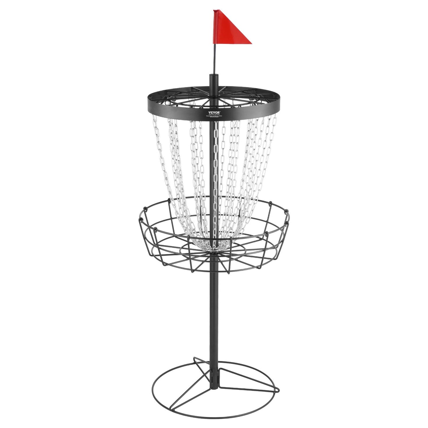 Disc Golf Basket, 24-Chains Portable Disc Golf Target Hole, Heavy Duty Steel Practice Disc Golf Target, Indoor & Outdoor Disc Golf Course Basket, Disc Golf Basket Stand Equipment, Black