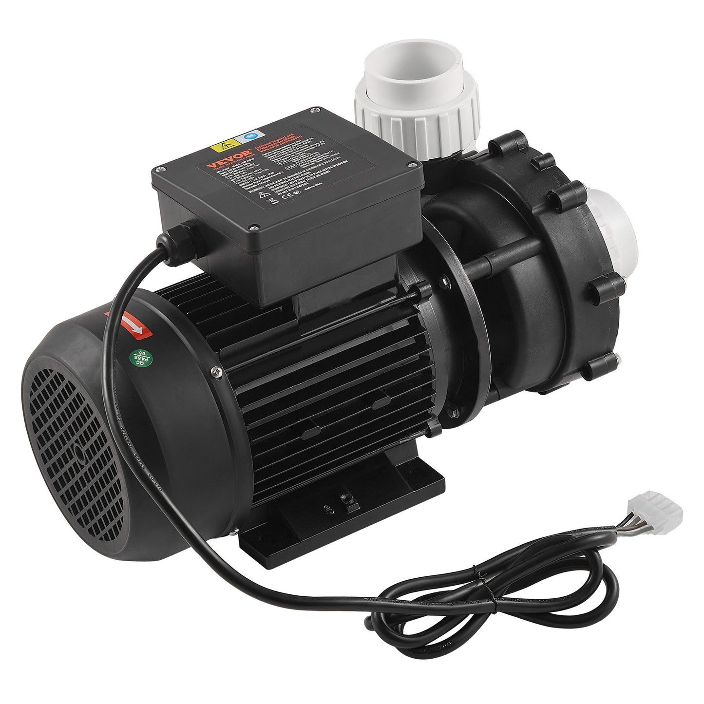 2 Speed SPA Pump, 56-Frame, Dual-Speed Hot Tub SPA Pump, 1600W / 39 m³/h / 15 m High Speed or 400W / 19 m³/h / 3.9 m Low Speed, 2" Port 90° Rotational Interface for Hot Tub, TÜV Certification