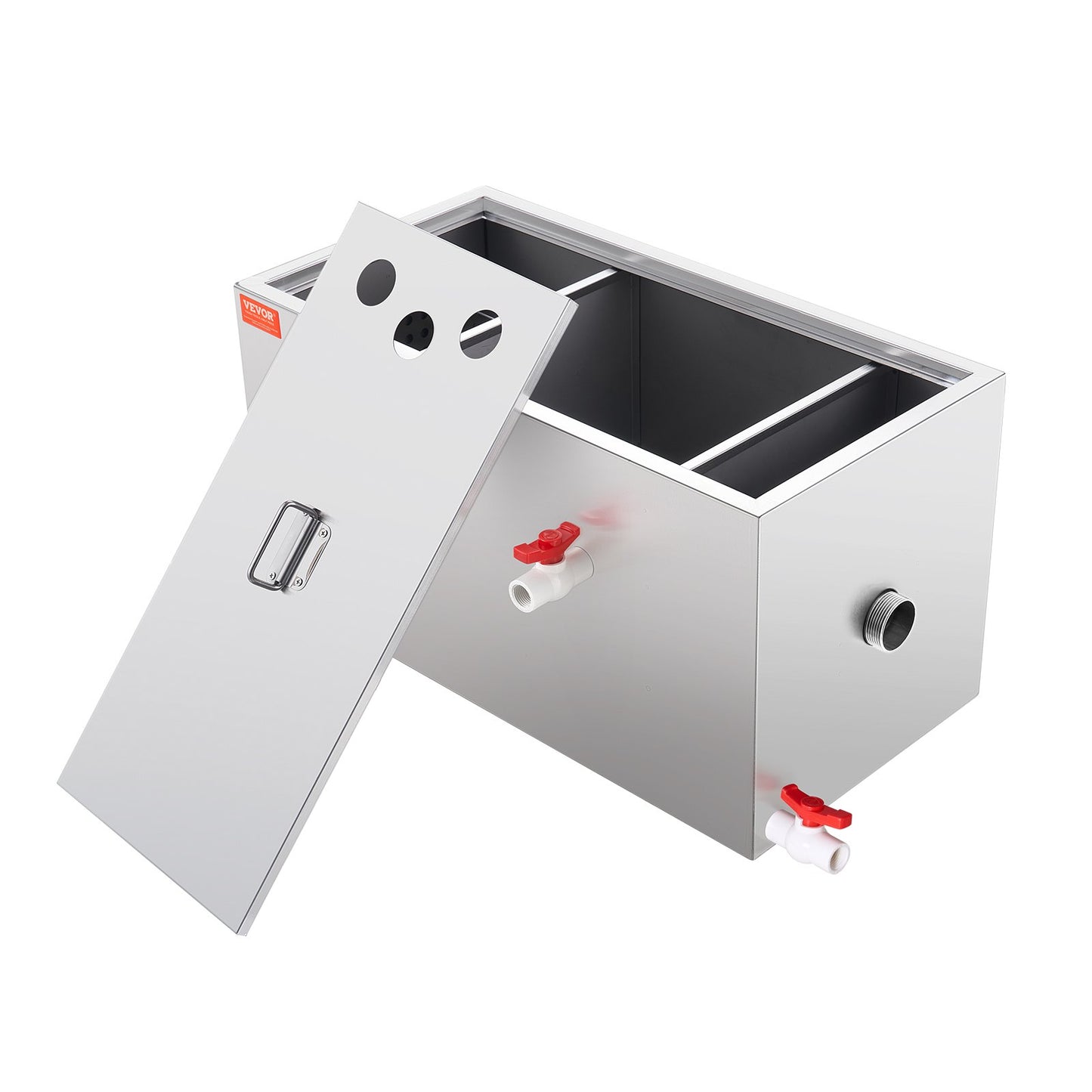 Commercial Grease Trap, 11.3 kg Grease Interceptor, Top Inlet Interceptor, Under Sink Stainless Steel Grease Trap, 6.4 GPM Waste Water Oil-water Separator, for Restaurant Canteen Home Kitchen