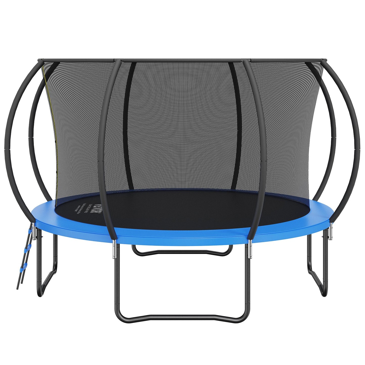12FT Trampoline, 400 lbs Trampoline with Enclosure Net, Ladder, and Curved Pole, Heavy Duty Trampoline with Jumping Mat and Spring Cover Padding, Outdoor Recreational Trampolines for Kids Adults