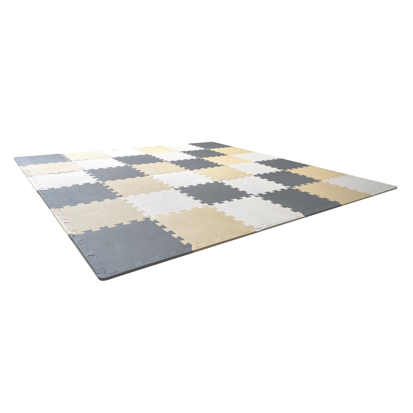 36 Tiles Kids Play Mat, 0.4 Inch Toddler Play Mat with EVA Foam, 12" x 12" Puzzle Play Mat with 36 sq.ft Coverage, Interlocking Toddler Mats for Play Room, Nursery, Living Room, Camel&Gray&Beige