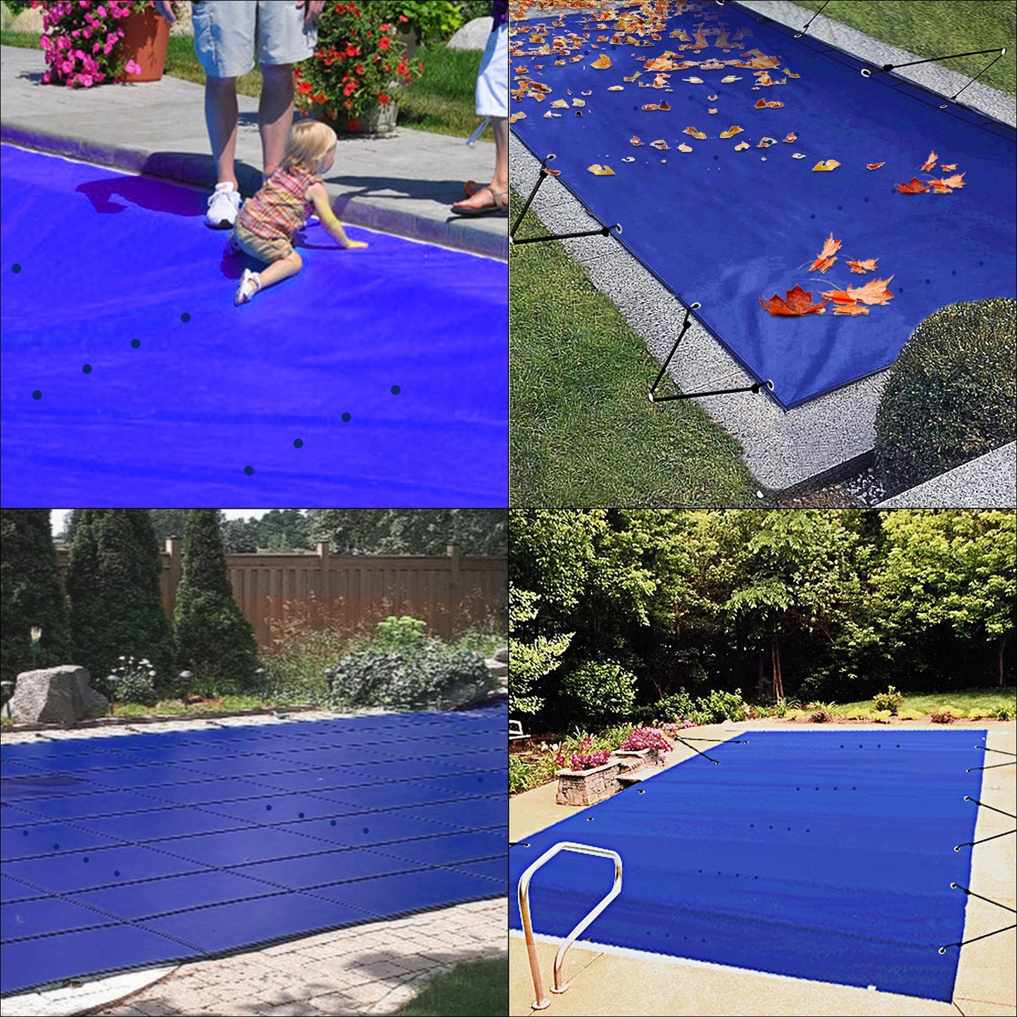 Pool Safety Cover, 13x26 ft In-ground Pool Cover, Blue PVC Pool Covers, Rectangular Safety Pool Cover Winter Pool Cover Solid Safety Pool Cover for Swimming Pool Winter Protection Cover