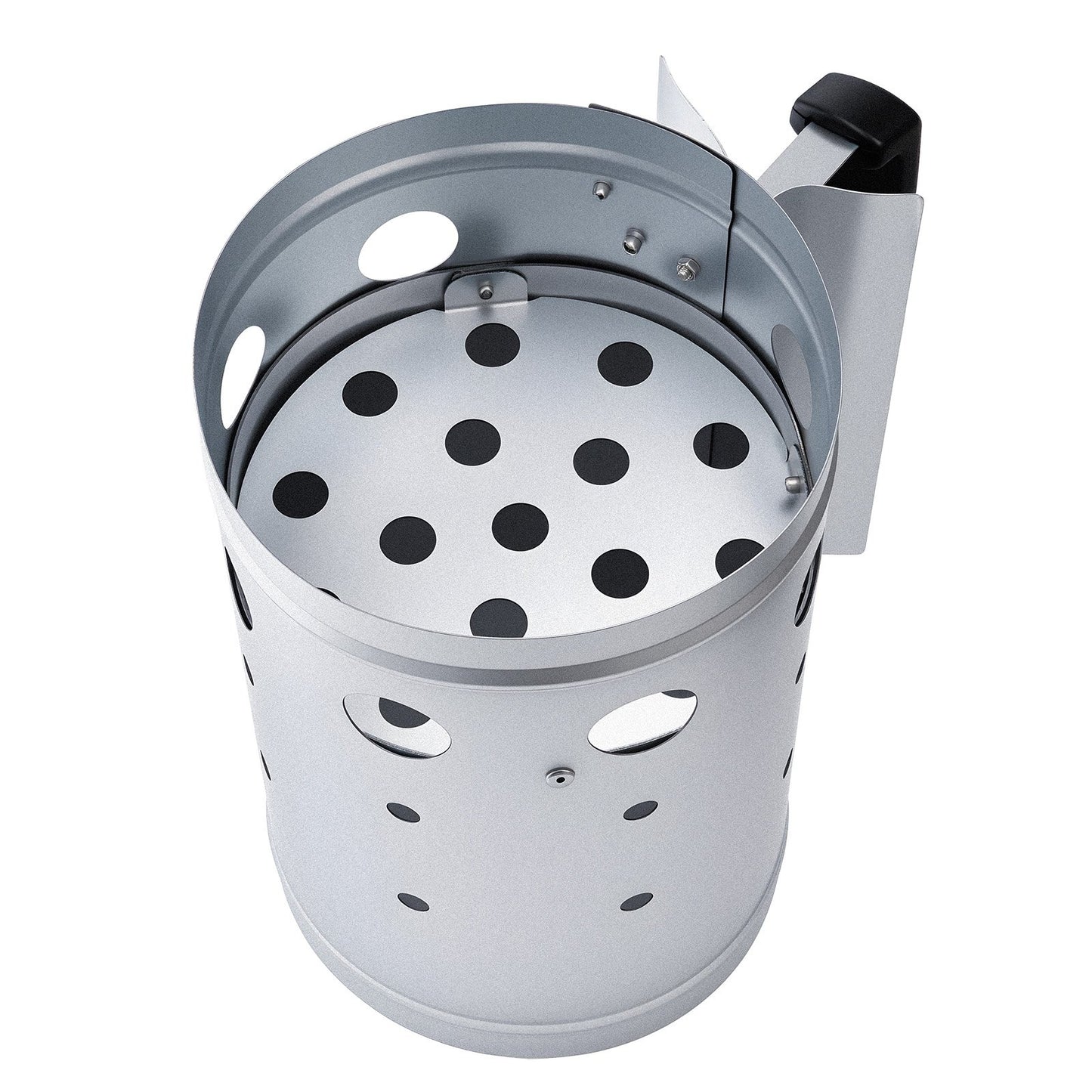 Charcoal Chimney Starter, 1.8kg Large Capacity Coal Fireplace, Heavy Duty BBQ Steel Chimney Starter for Charcoal Grill and Barbecues, Compact On-the-Go Carbon Lighter and BBQ Grill Tool, Silver