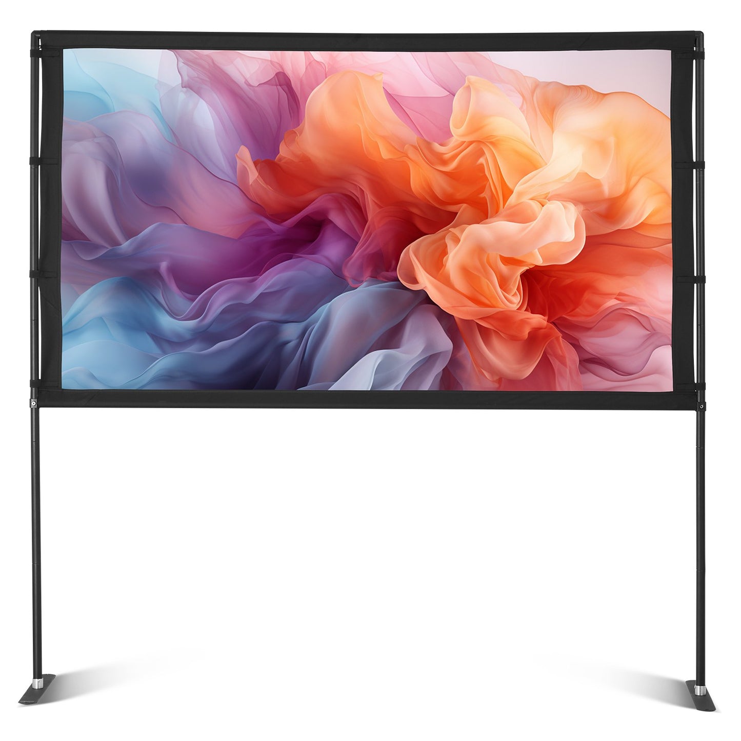 Projector Screen with Stand, 80 Inch 160° Wide Angle Indoor Outdoor Projection Screen, 16:9 4K HD Wrinkleless Portable Dual-Stand Screens with Carry Bag, for Movie Home Theater Presentation