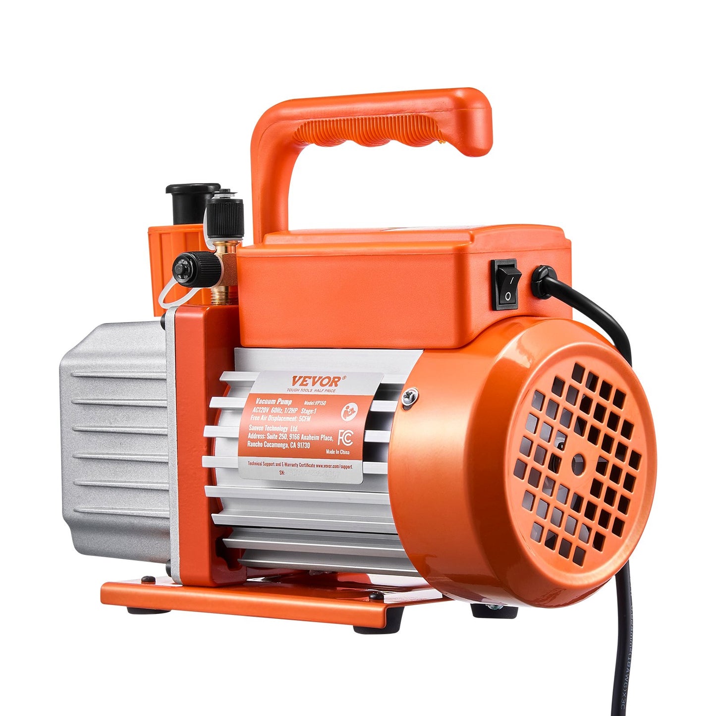 Vacuum Pump, 300 L/min(5 CFM), HVAC Single Stage Rotary Vane Vacuum Pump, for R134a R22 R410a Systems, Auto AC Vacuum Pump Kit with Oil Bottle, for Automotive Air Conditioner Maintenance Resin Degassing
