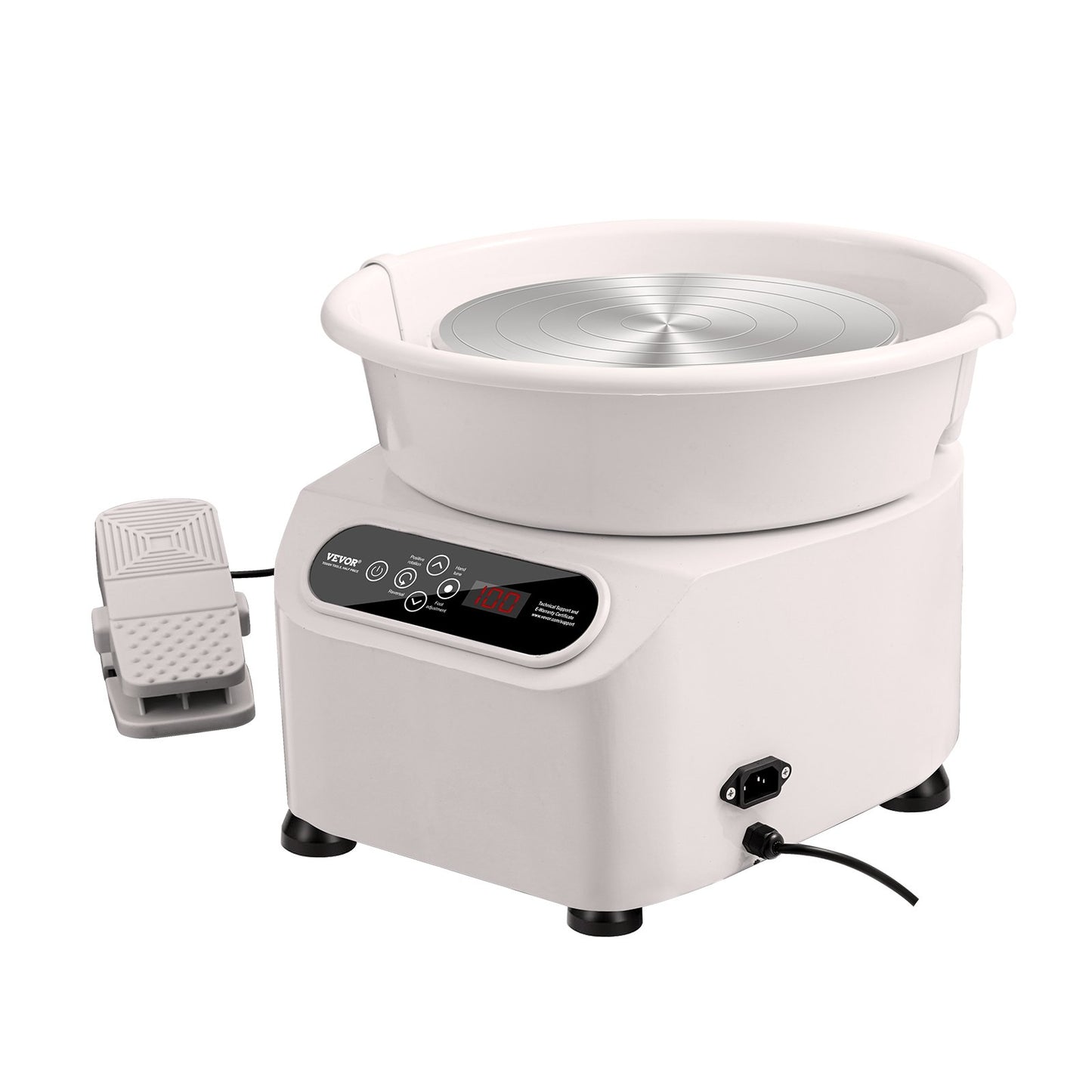 Töpferscheibe 11 Zoll/27,9 cm, Keramikscheibe, Fußpedal, Touchscreen, Schürze, 450 W, Weiß