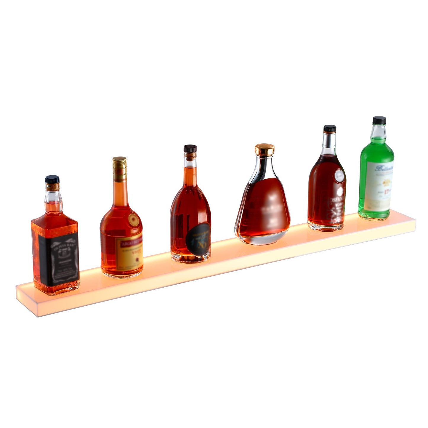 LED Lighted Liquor Bottle Display, 1 Tier 40 Inch Wall Mounted Whiskey Rack Stand, 1 Step Commercial Illuminated Home Bar Shelf, Acrylic Drinks lighting Shelves with RF Remote & App Control