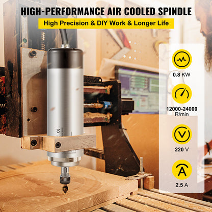 High Speed 0.8KW Air Cooled Spindle Motor Engraving Milling & Grinding