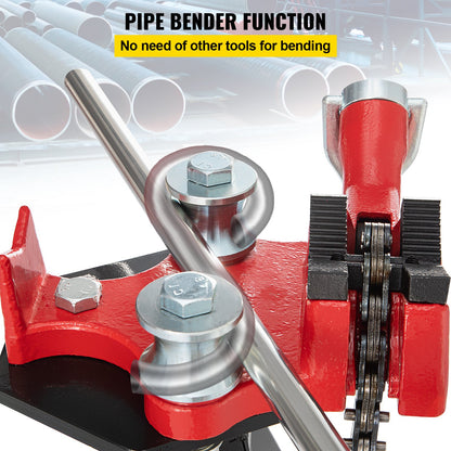 Dreibein-Rohrkettenschraubstock | Rohrdurchmesser 3,2–127 mm | Länge 92,5 cm | Tragbare, klappbare Stahlbeine | Zum Greifen, Stützen und Biegen von Rohren | Ideal für Fabrik, Werkstatt und Heimgebrauch