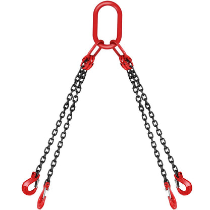 Chain Sling, 5/16 inch x 5 ft Lifting Chains with Hooks, G80 Engine Chain Hoist Lifts, 11000 lbs/5 Ton Capacity Lifting Sling Chains for Engine Hoist, Engine Lift Chain with 4 Leg Grab Hooks
