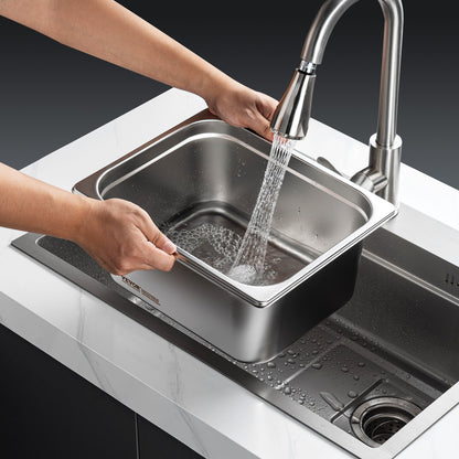 6 Pack Hotel Pans, 1/2 Size Anti-Jam Steam Pan, 0.8mm Thick Stainless Steel Restaurant Steam Table Pan, 6-Inch Deep Commercial Table Pan, Catering Storage Food Pan, for Industrial & Scientific